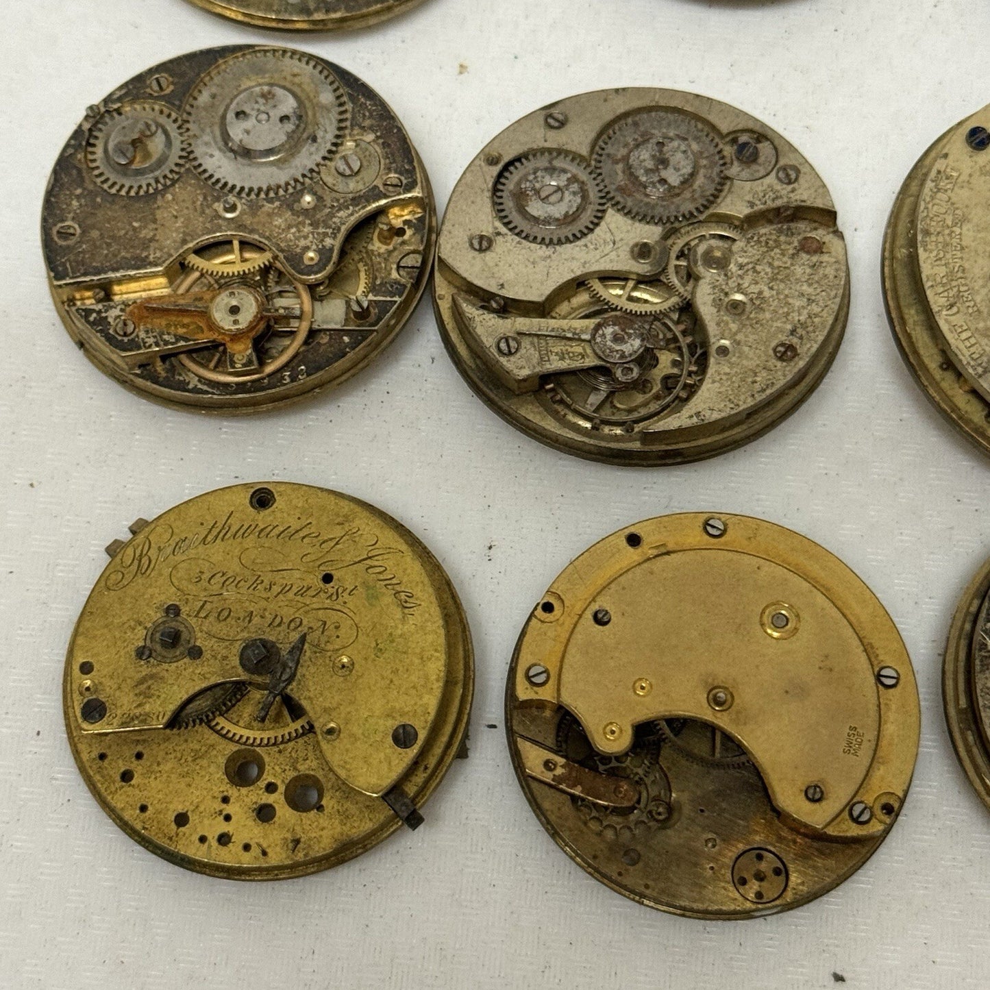 9 x Antique Partial Pocket Watch Movements Parts Repair Watchmakers Job Lot