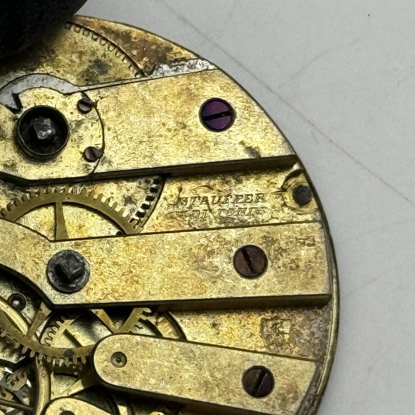 36.7mm Stauffer C X De Fonds Beautiful Dial Cylinder Watch Movement FOR PARTS