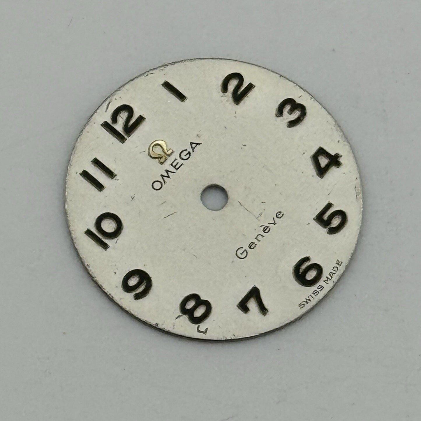 17.5mm Vintage Circular Geneve Omega Ladies Silver Tone Watch Dial Spares Parts