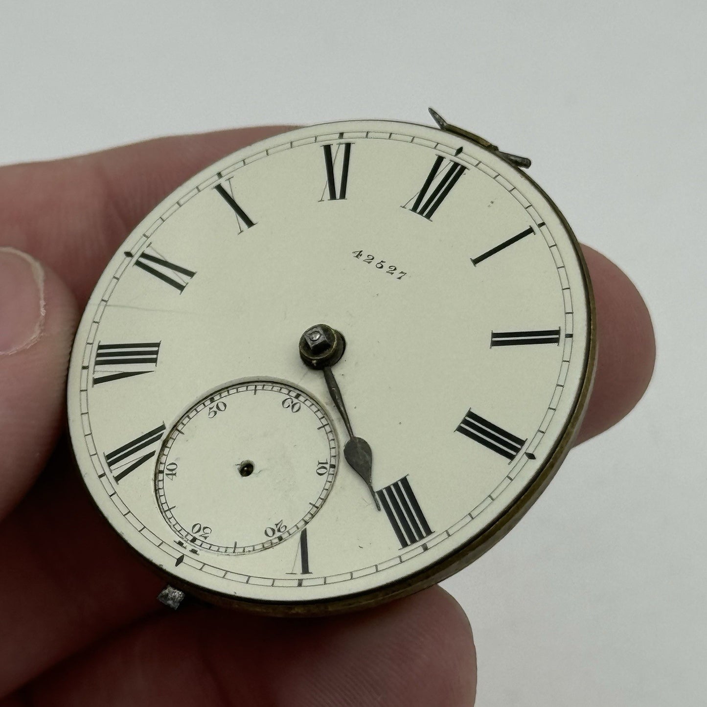 41.8mm Antique Unidentified English Fusee Pocket Watch Movement - PARTS REPAIR