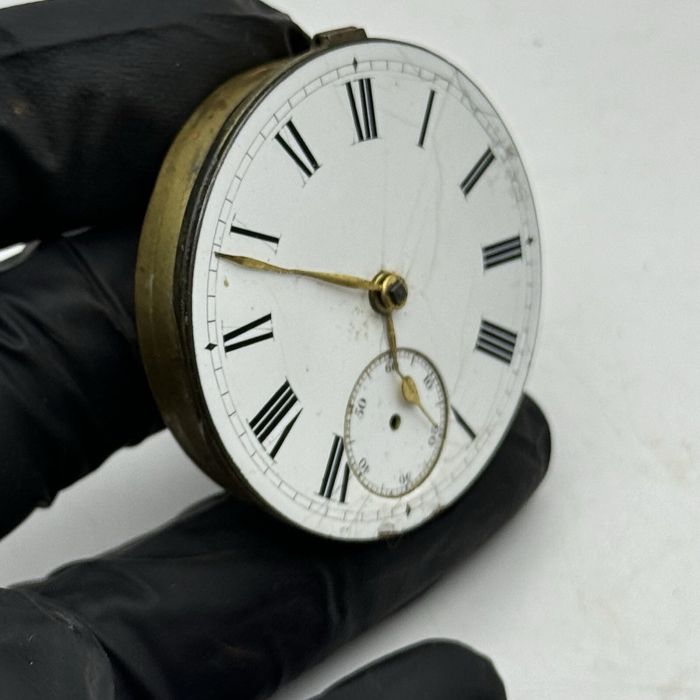 44.7mm Unidentified White Dial Porcelain Pocket Watch Movement Dial FOR PARTS