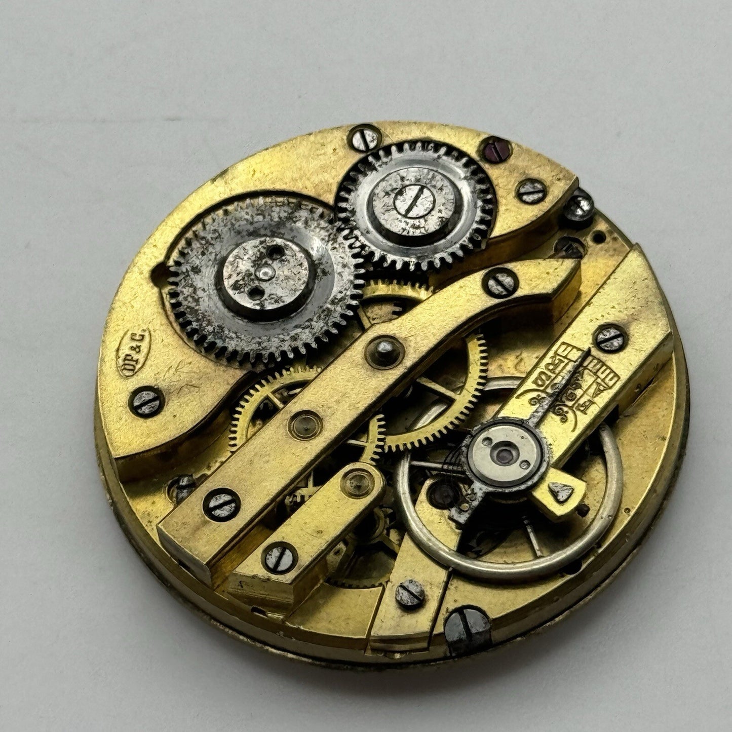41.2mm Manual Wind D F & C Cylinder Pocket Watch Movement Dial FOR PARTS