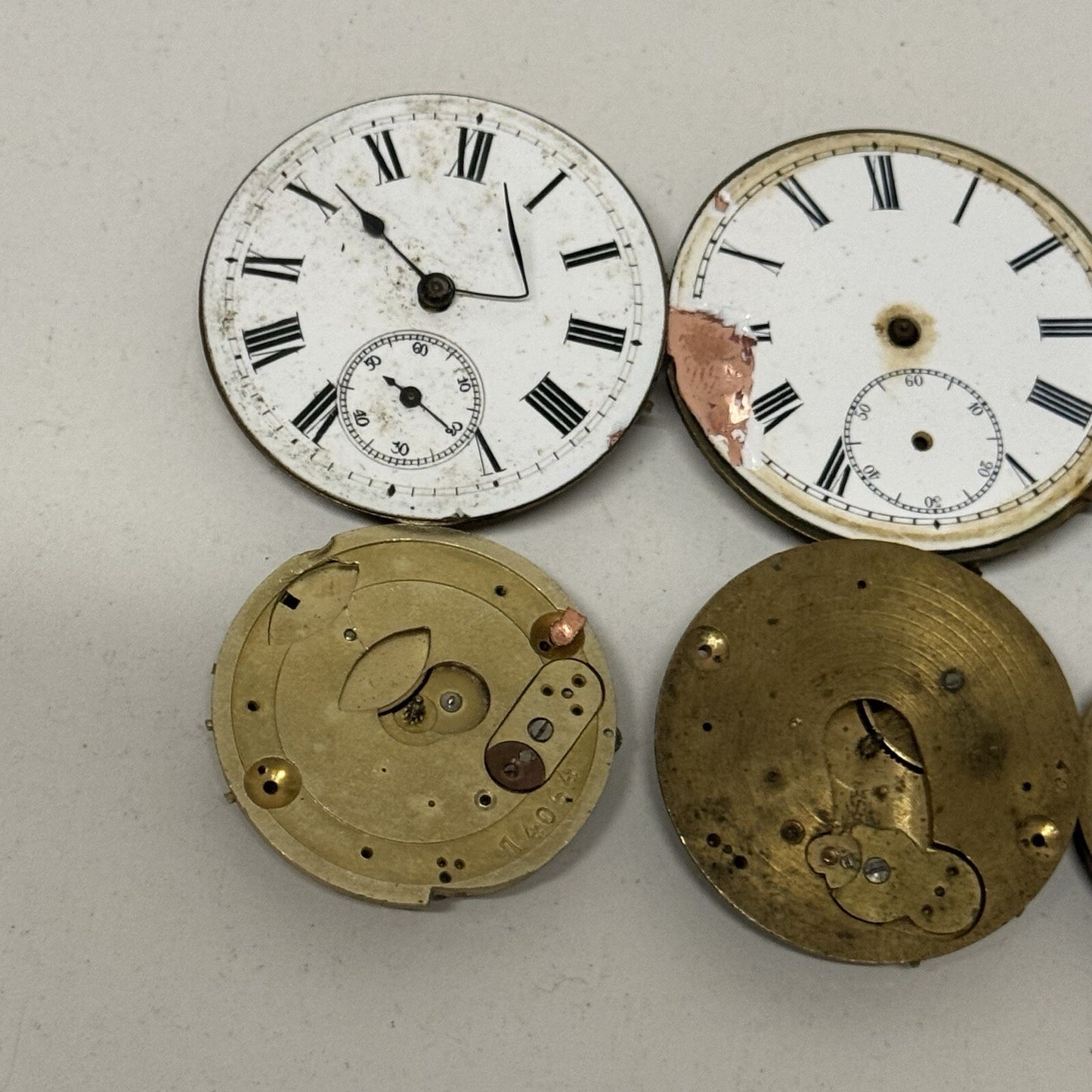 6 x Antique Manual Wind Pocket Watch Movements Parts Repair Bundle Job Lot