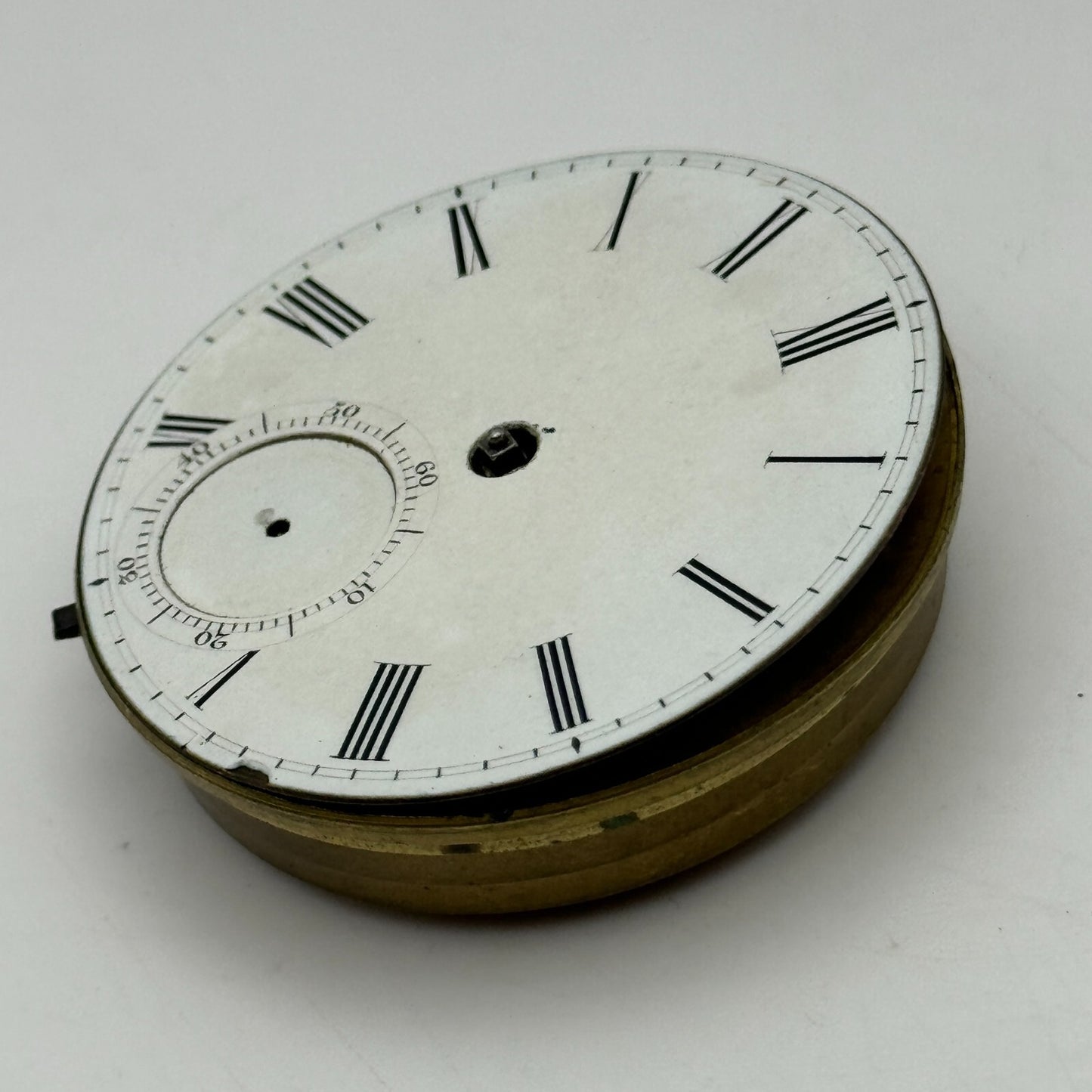 44.3mm Antique Unidentified Fusee Balance Intact Pocket Watch Movement PARTS