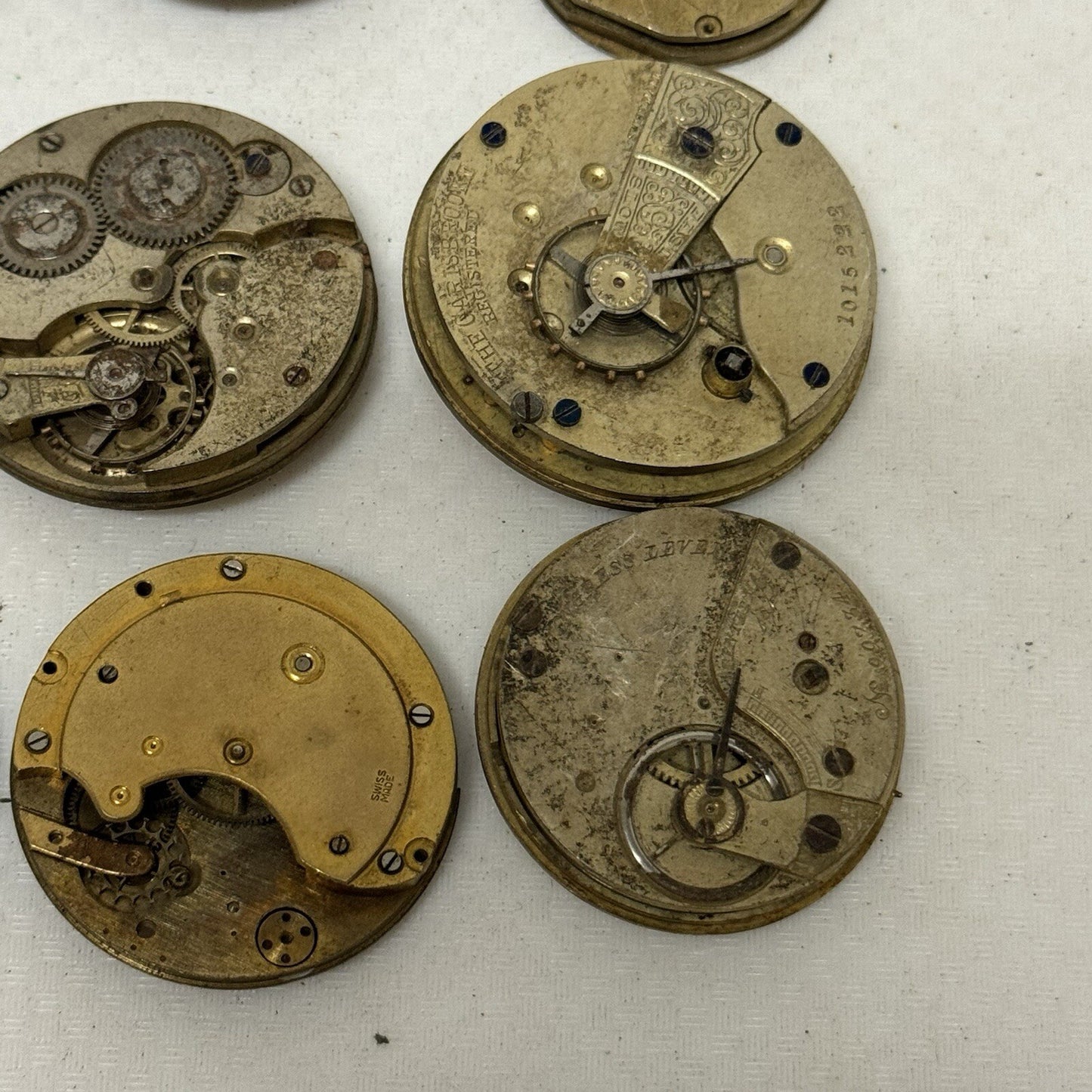 9 x Antique Partial Pocket Watch Movements Parts Repair Watchmakers Job Lot