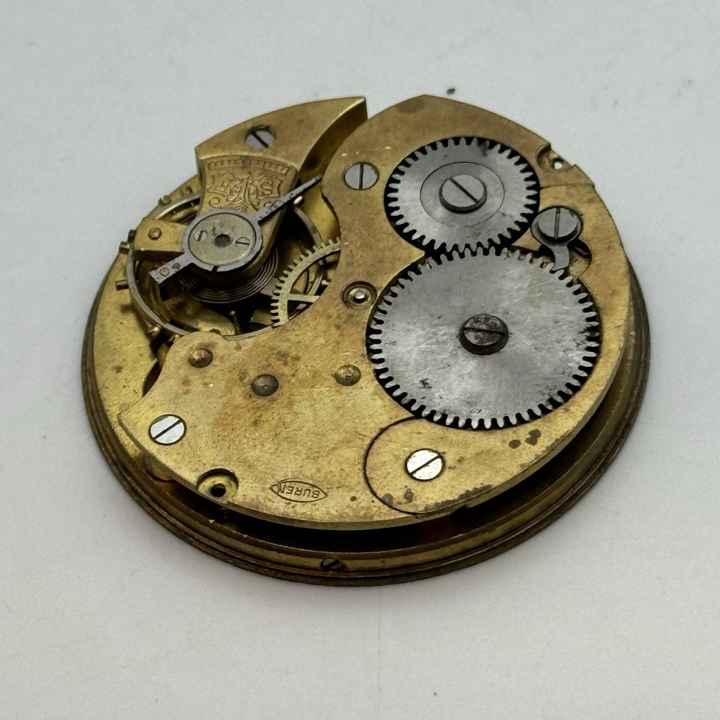 42.8mm Interesting Vintage Buren Pocket Watch Movement PARTS REPAIR SPARES