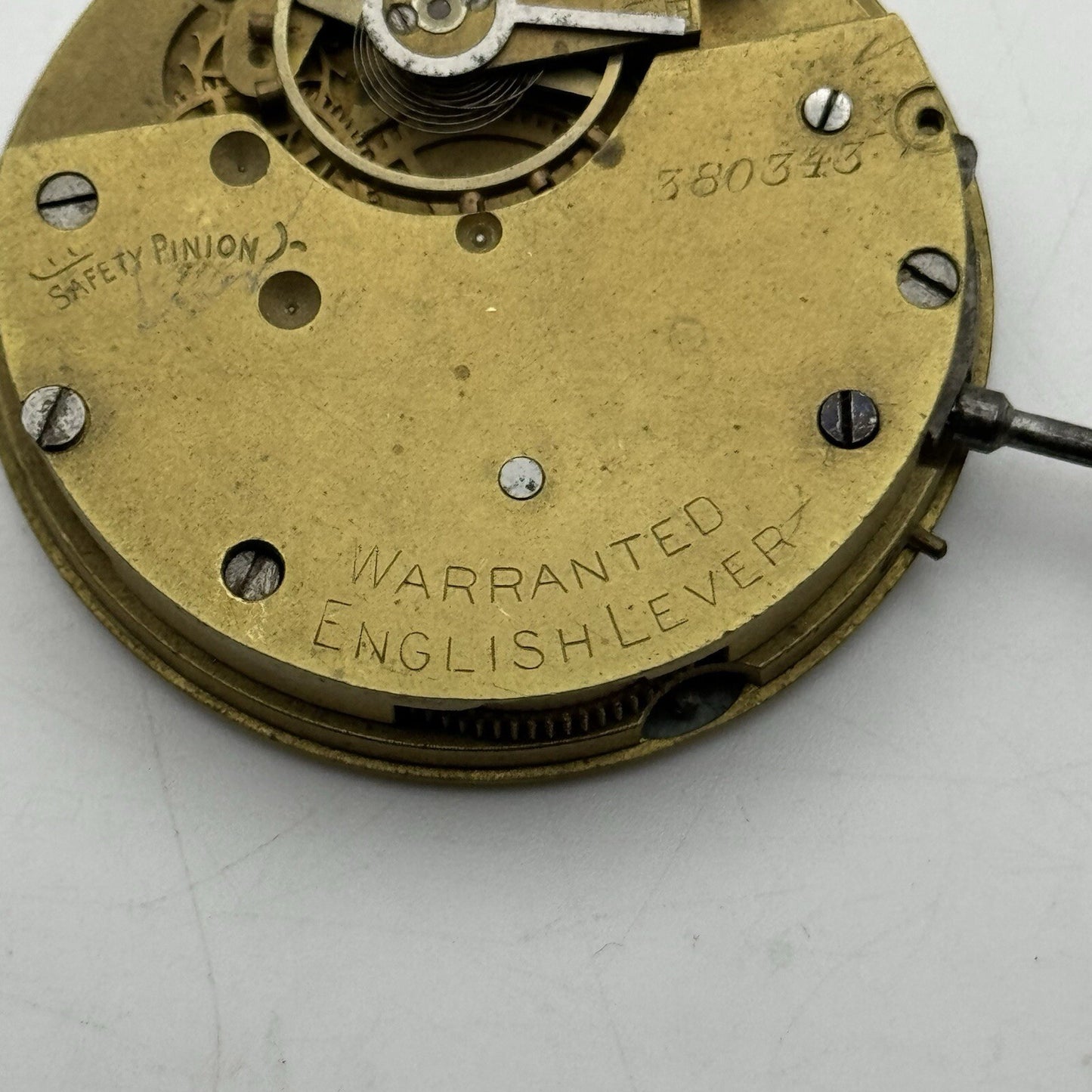44.7m Warranted English Lever Top Wind Pocket Watch Movement Dial FOR PARTS
