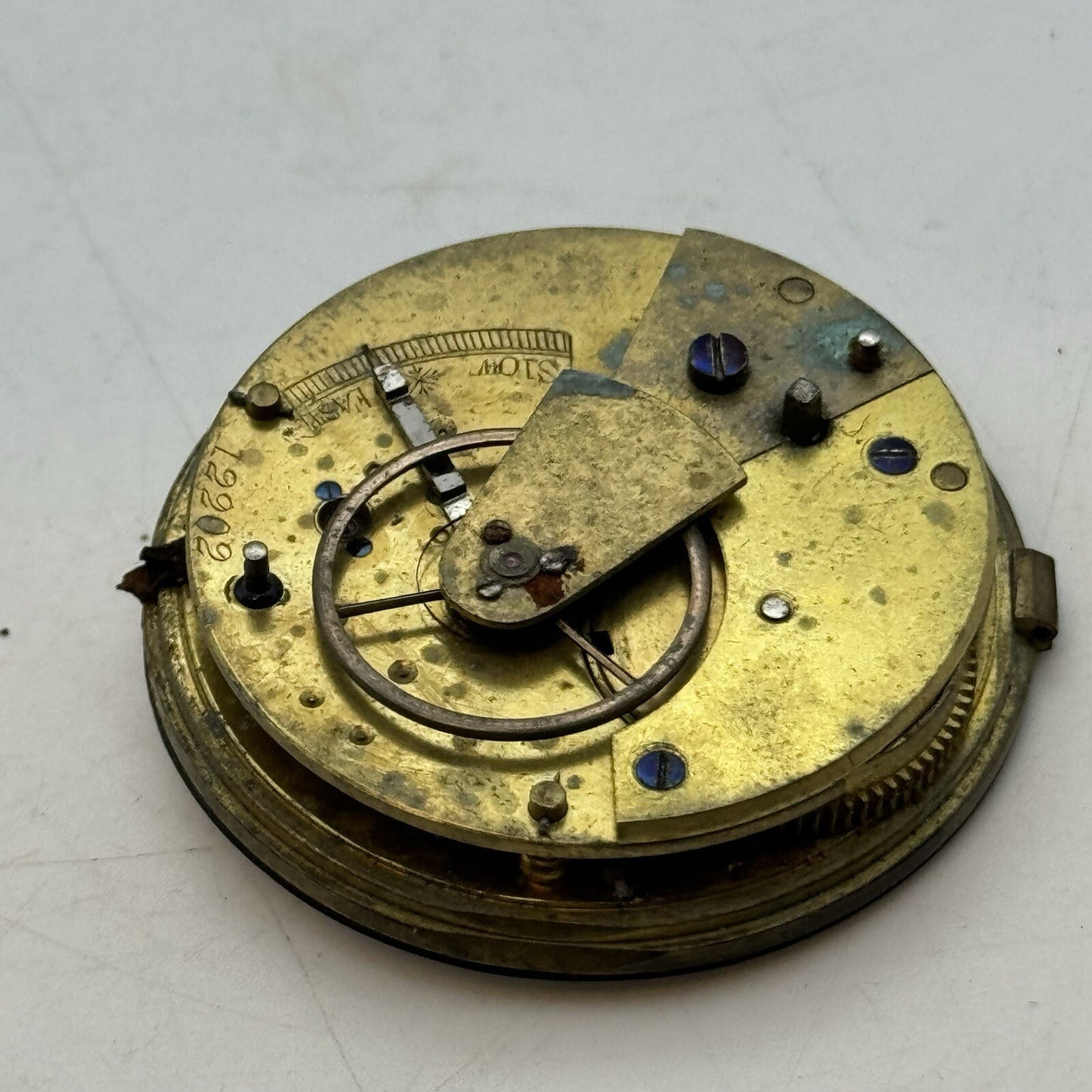 44.7mm Unidentified White Dial Porcelain Pocket Watch Movement Dial FOR PARTS