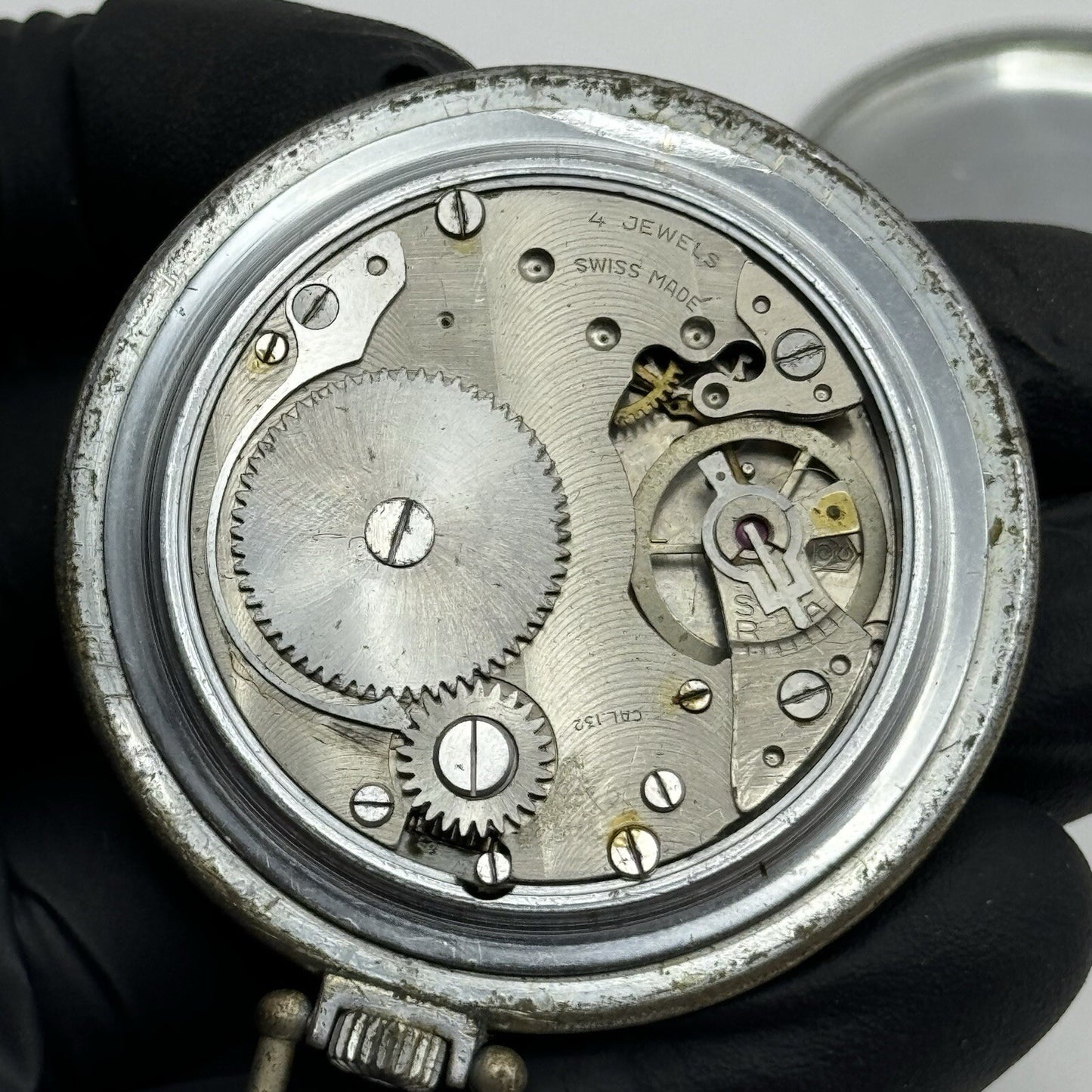 50mm Art Deco Novoris Cal 132 Black Dial + Sub Dial Roman Numerals Parts Repair