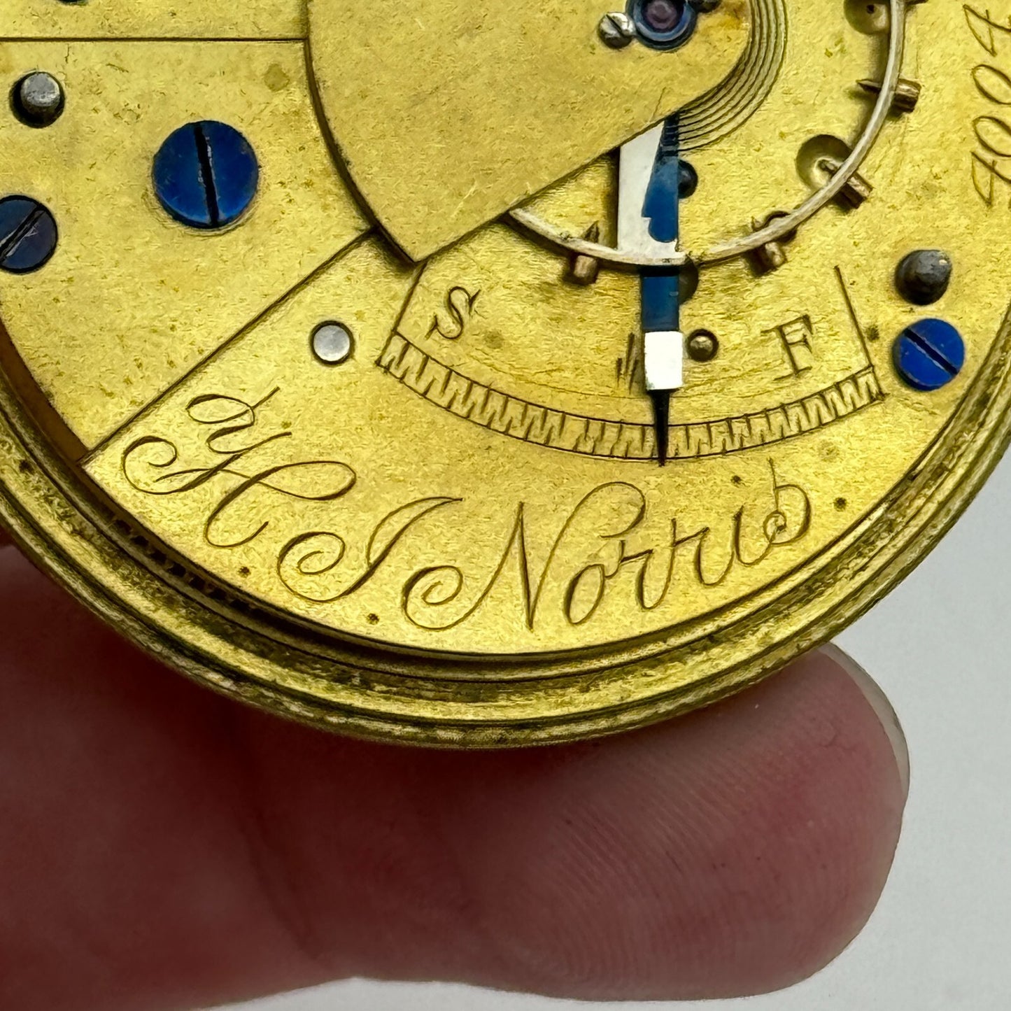 44.6mm Antique H J Norris Coventry Balance Intact Pocket Watch Movement PARTS
