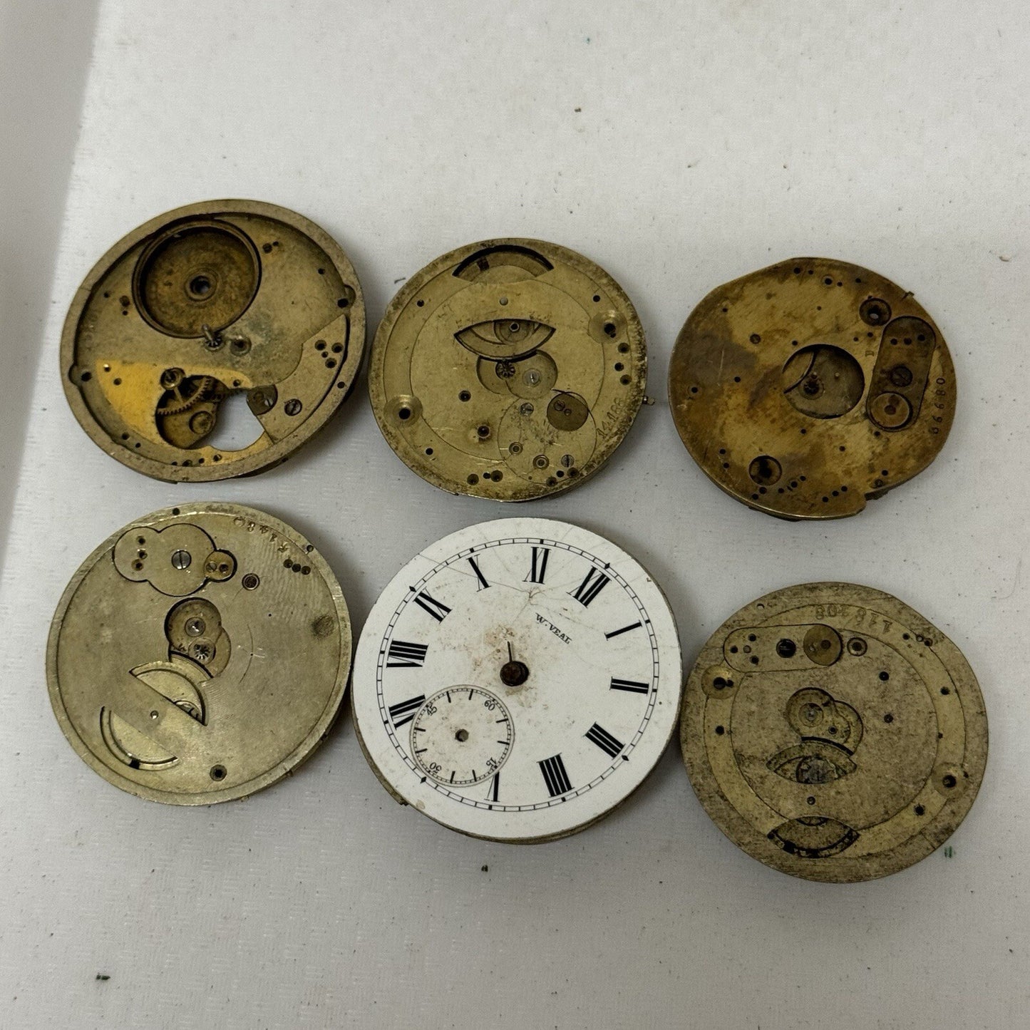 6 X Antique Key Wound Pocket Watch Movements Parts Repair Watchmakers Job Lot