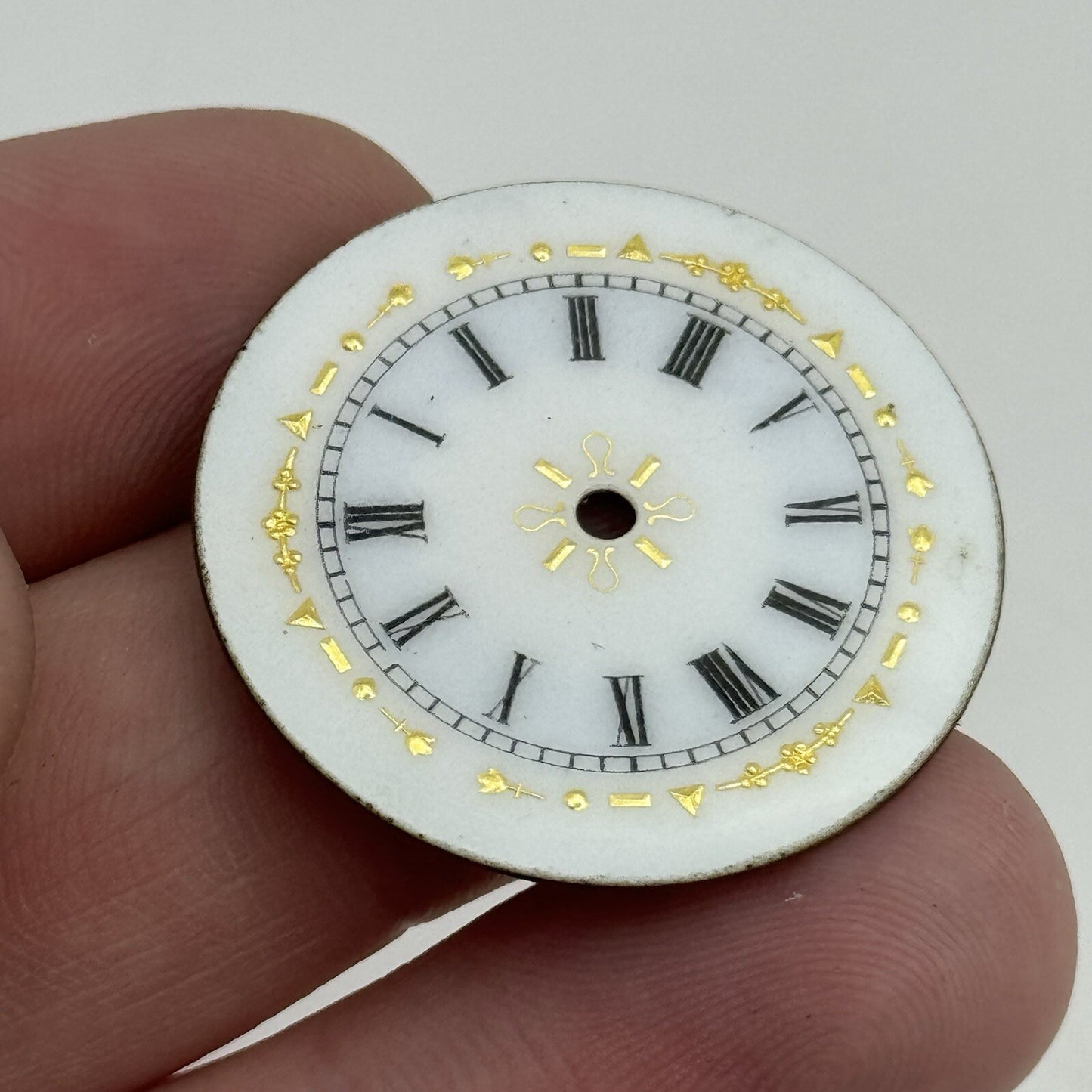 30.8mm Antique Beautiful Porcelain Patterned Pocket Watch Dial Spares Parts