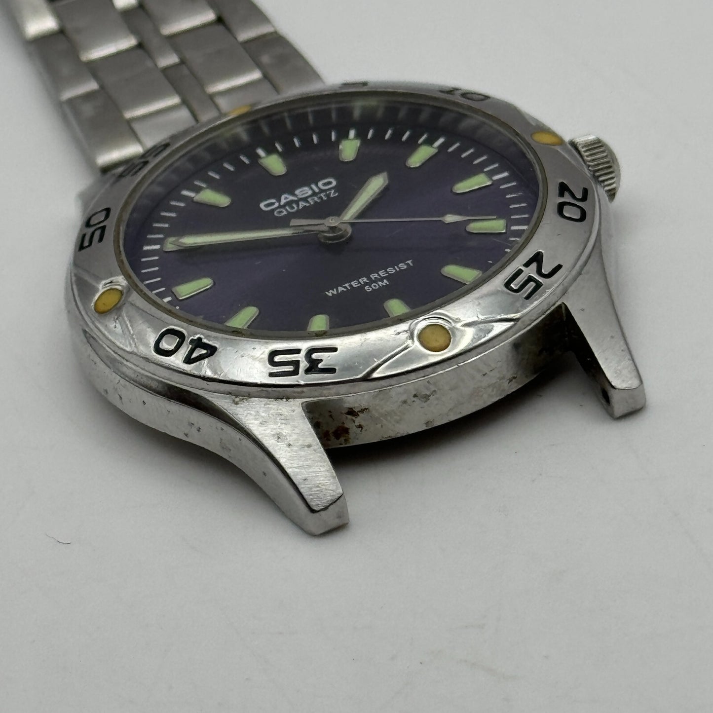 40mm Men’s Working Casio MTP-1243 Water Resist 50M Purple Dial Watch New Battery