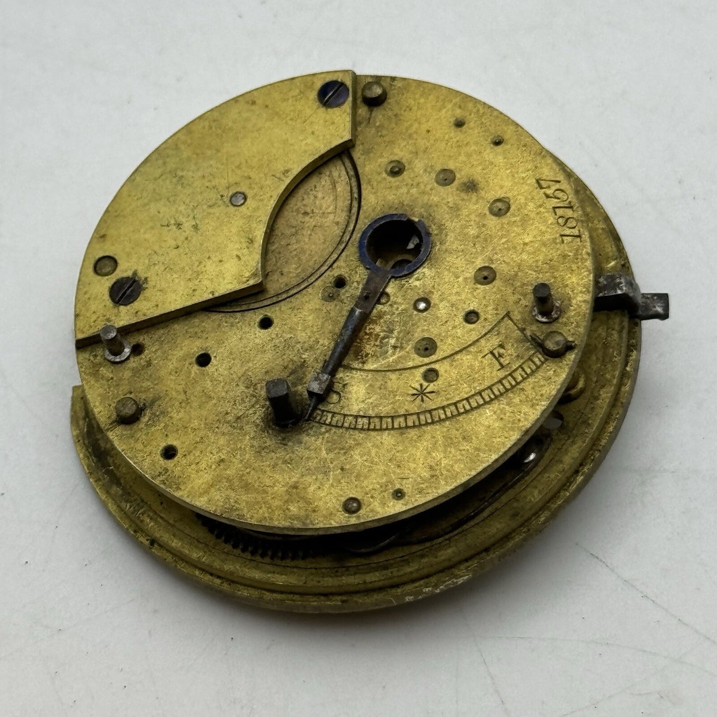 46.4mm Manual Wind Unidentified Fusee Pocket Watch Movement FOR PARTS