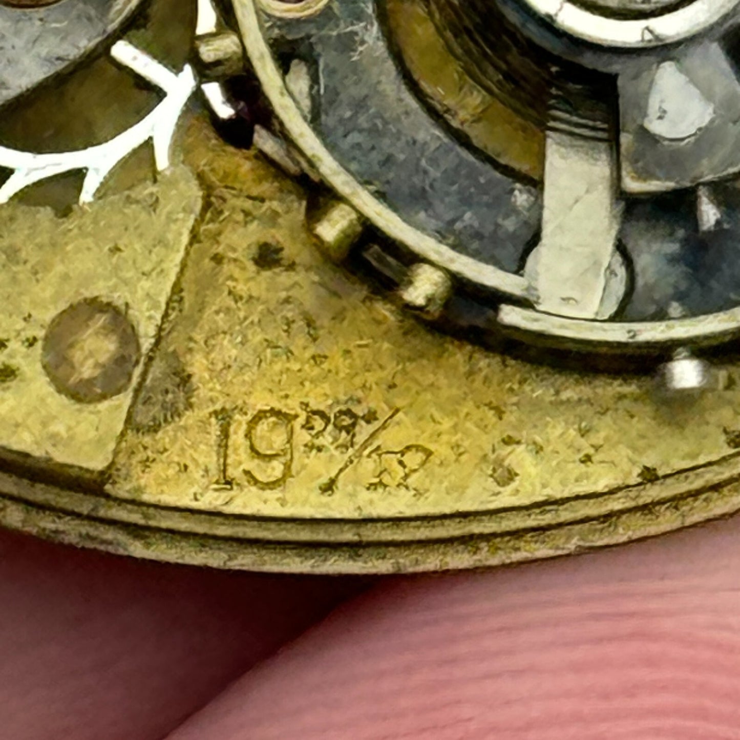 42.9mm Buren 19 28/12 Balance Intact Partial Pocket Watch Movement PARTS SPARE
