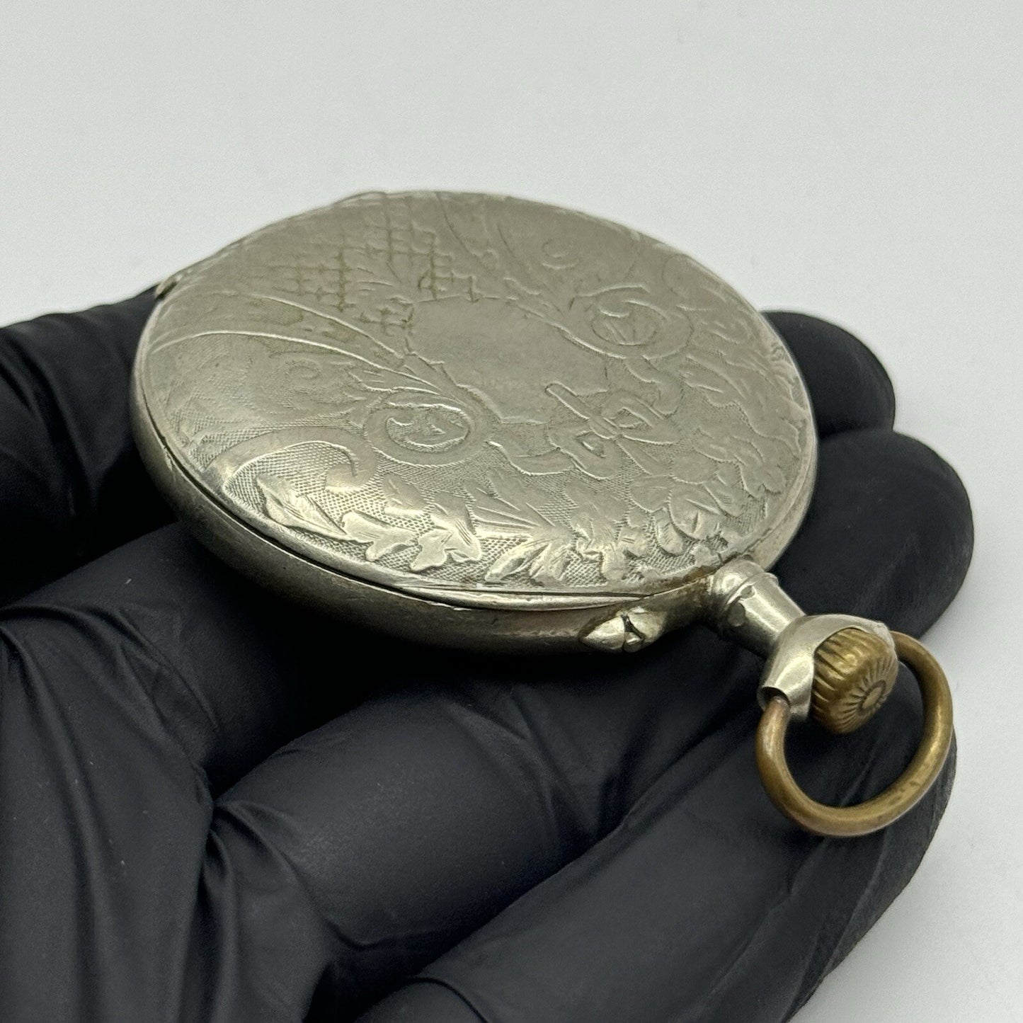 50mm Runs But Stops Antique Art Deco Case Pin Set Argentan Quality Pocket Watch