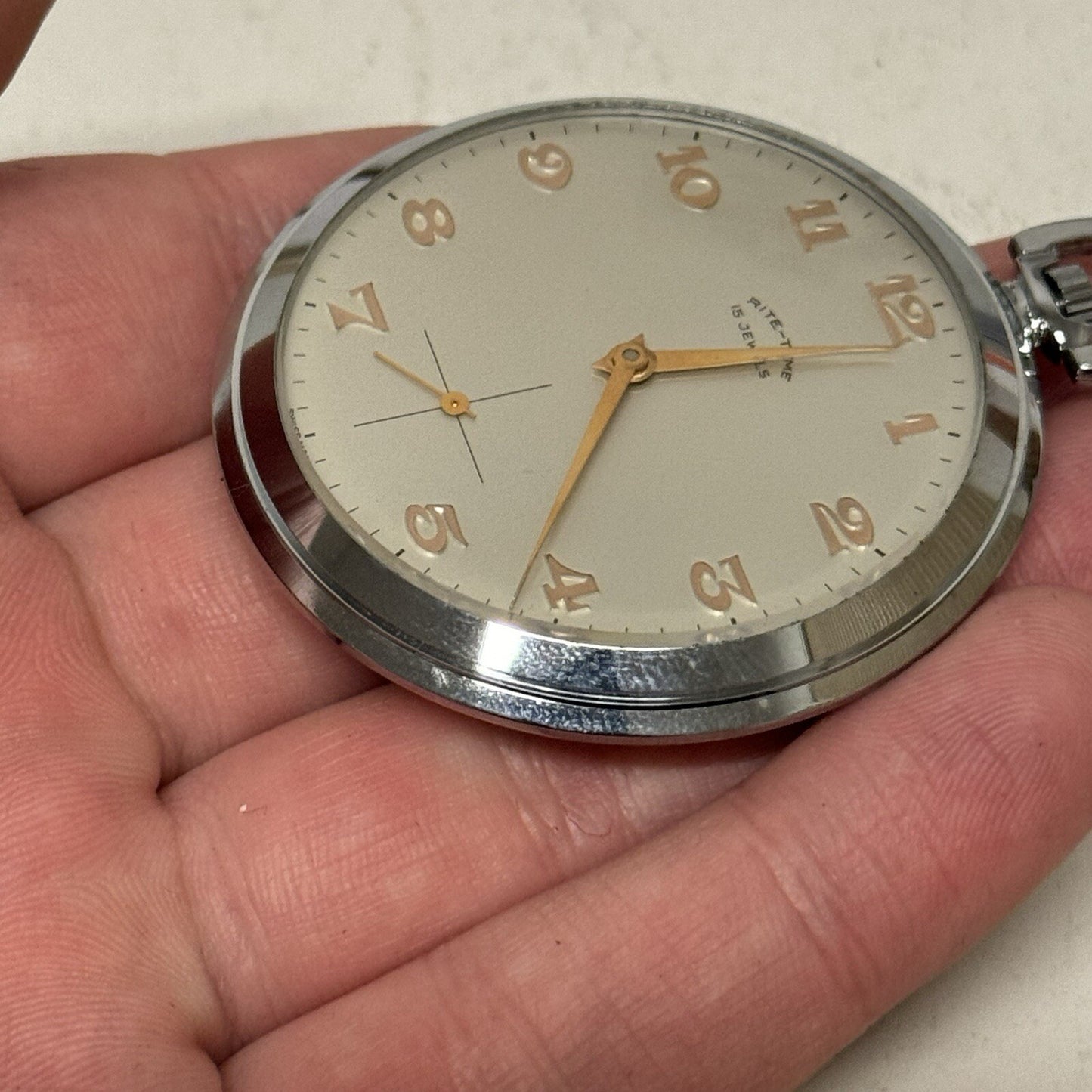 49mm Vintage NEW OLD STOCK Rite - Tyme Open Face Subdial Pocket Watch TO SERVICE