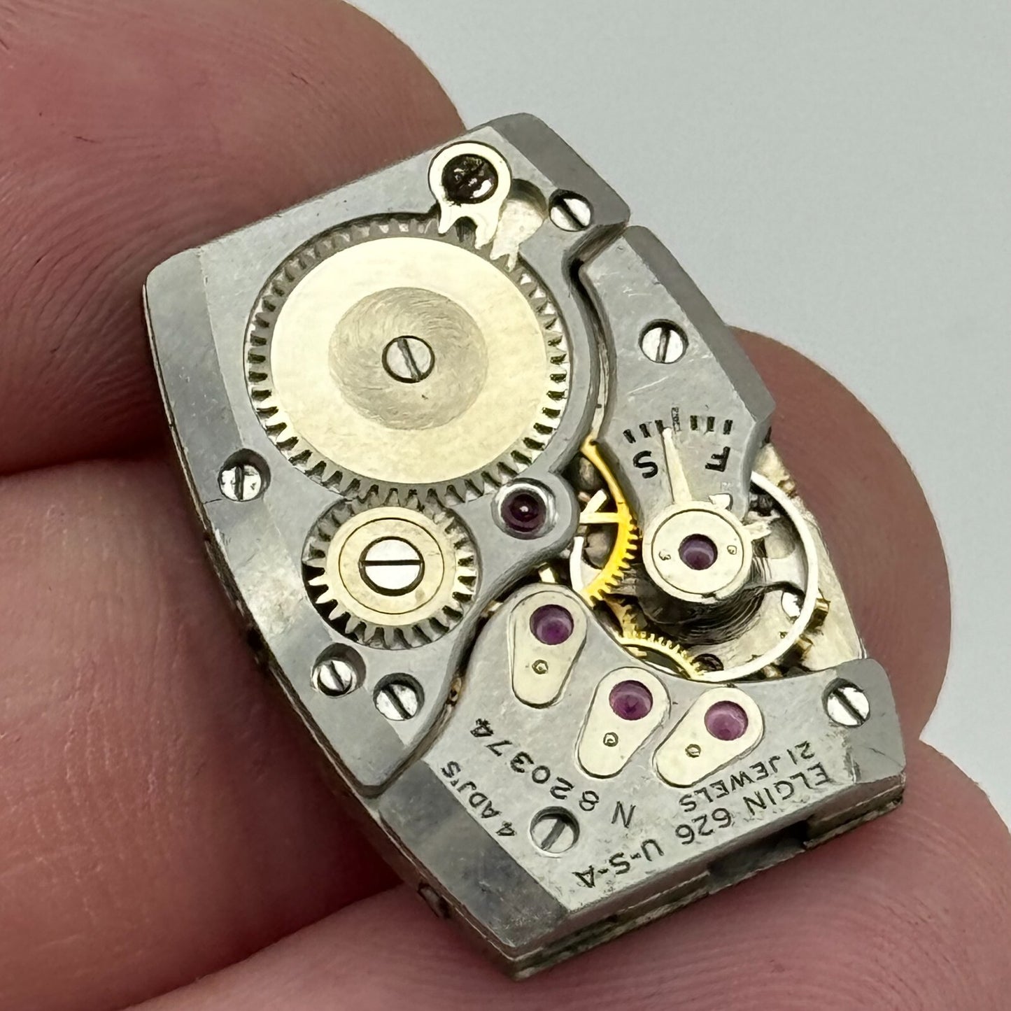 15/0s Elgin Grade 626 Model 2 Vintage American Tank Watch Movement PARTS SPARES