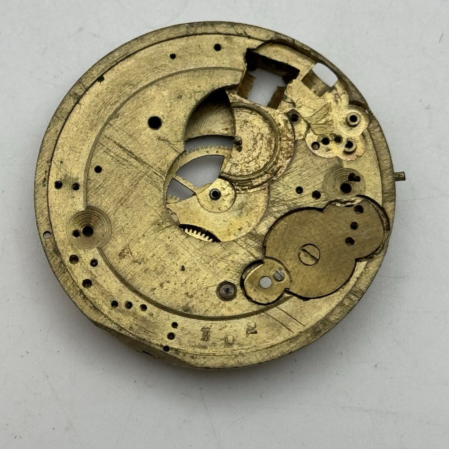 40.5mm Unidentified Partial No Bal Pocket Watch Movement FOR PARTS Restore