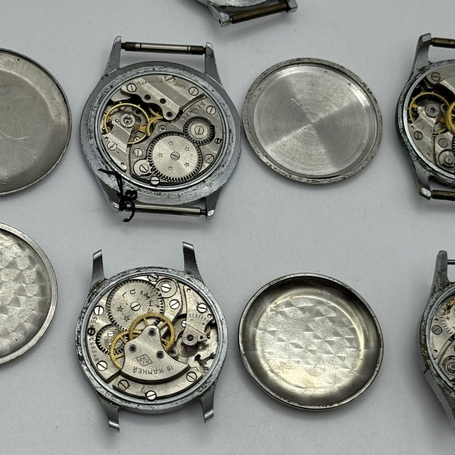 8 x Vintage Soviet Manual Wind Watch Heads For Parts Repair Job Lot Bundle