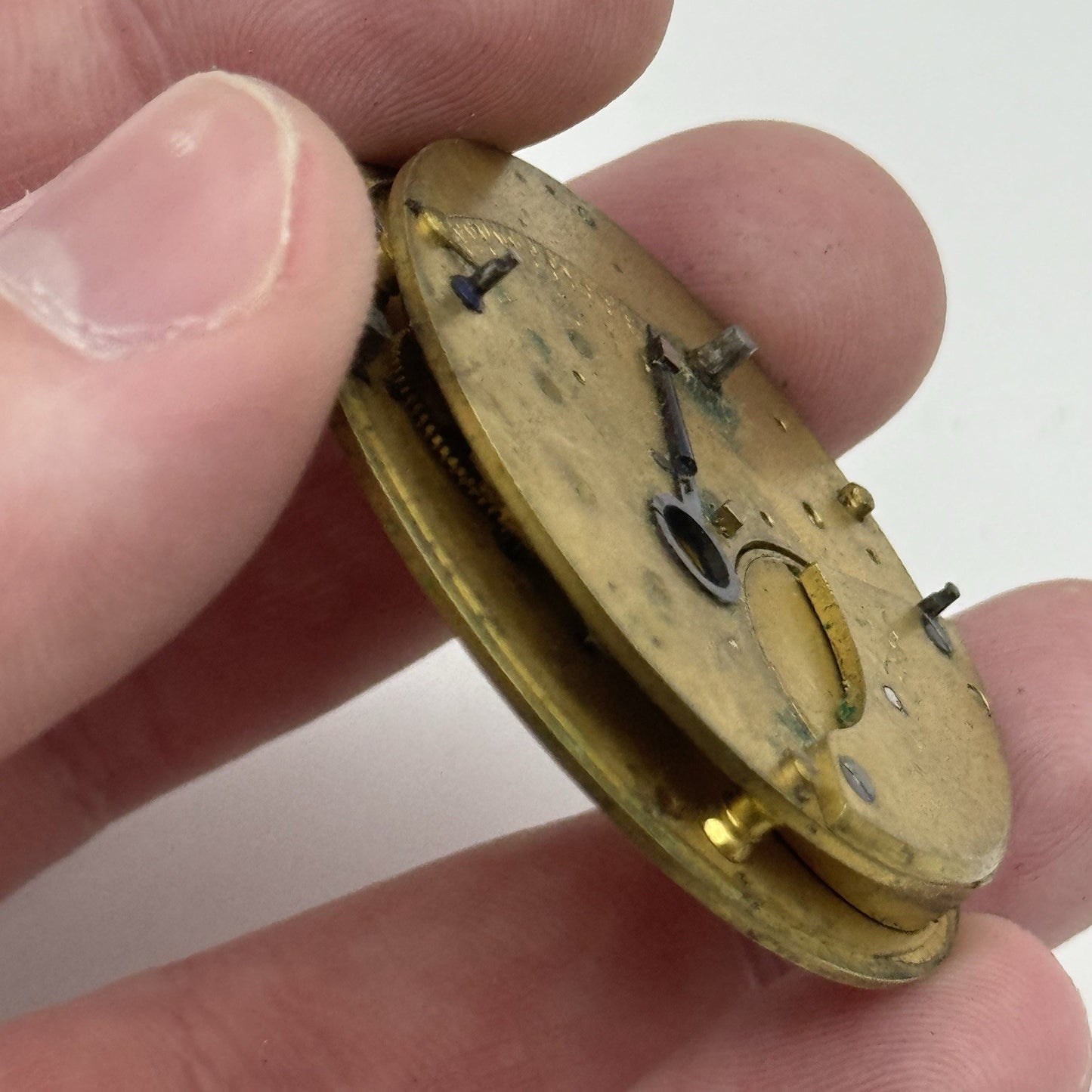 44.8mm Antique Unidentified English Fusee Pocket Watch Movement - PARTS REPAIR