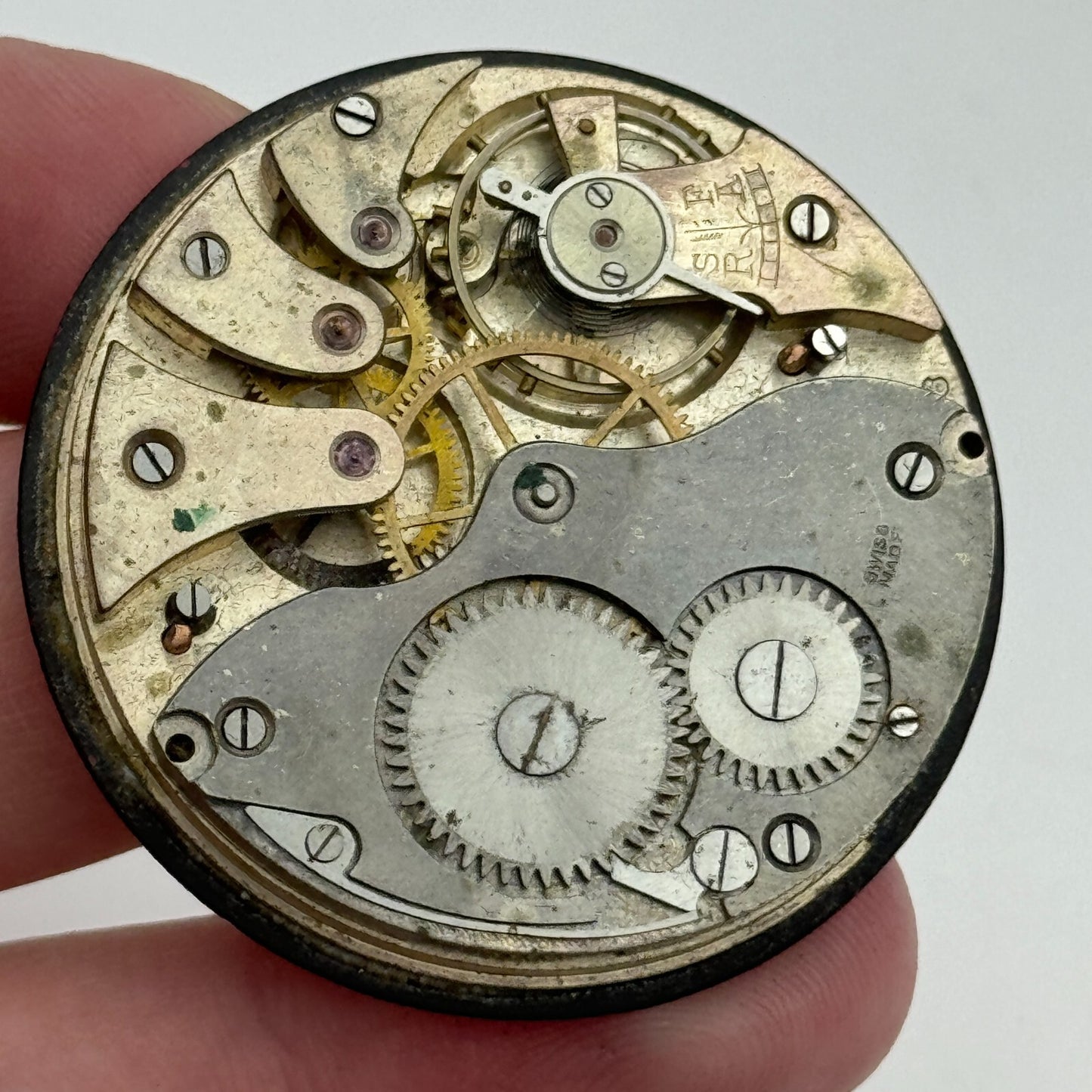 43mm Vintage Open Face Swiss Balance Intact Pocket Watch Movement PARTS SPARES
