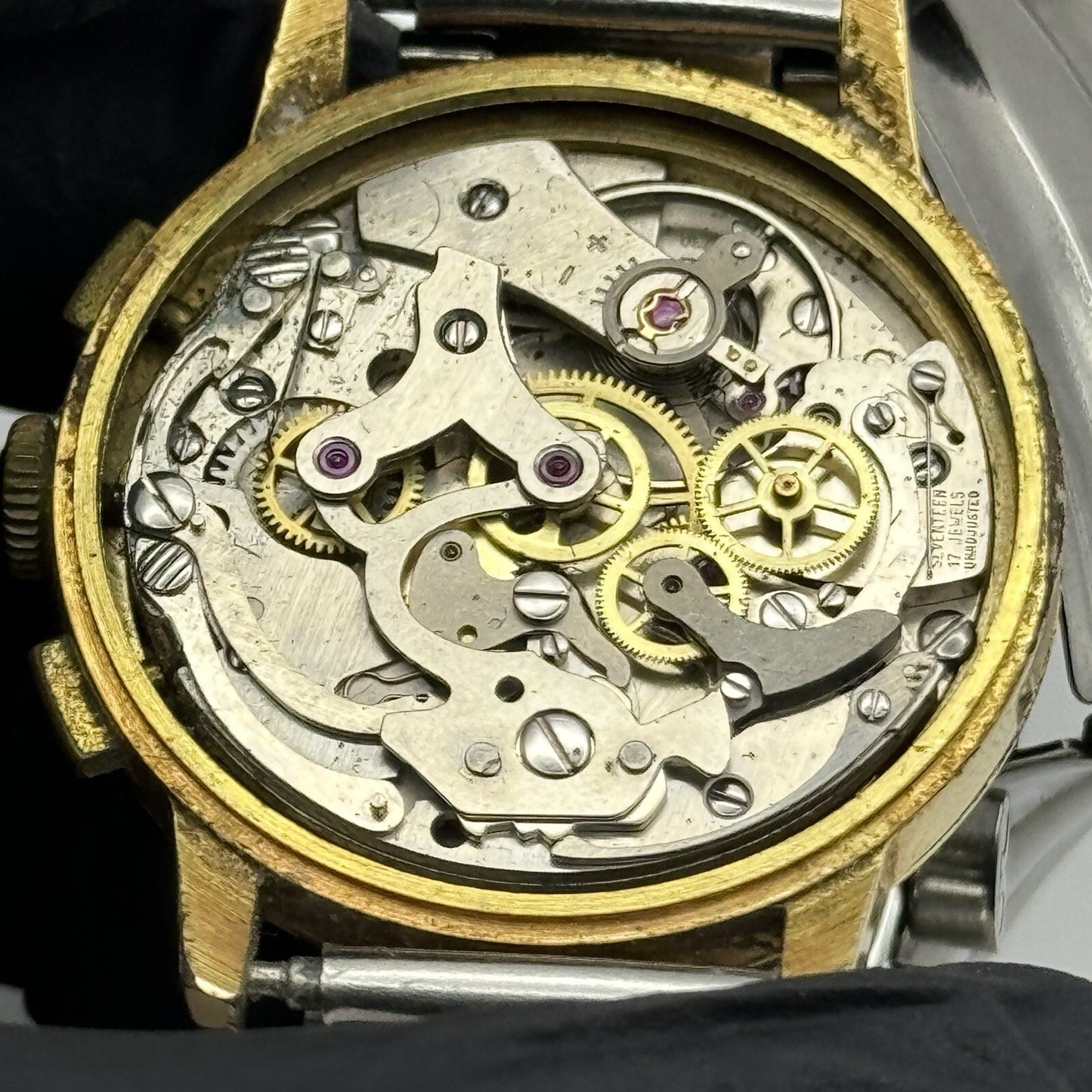 Vintage Swiss Emperor Valjoux 7730 Chronograph Watch Ollech & Wajs TO RESTORE