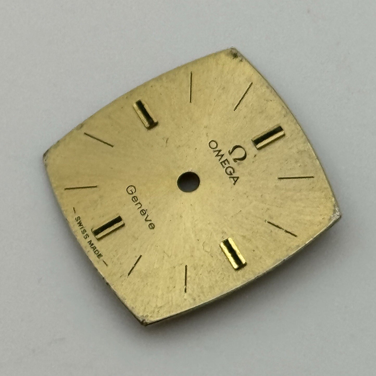 17.5mm Vintage Square Omega Geneve Ladies Gold Tone Wristwatch Dial Spares Parts