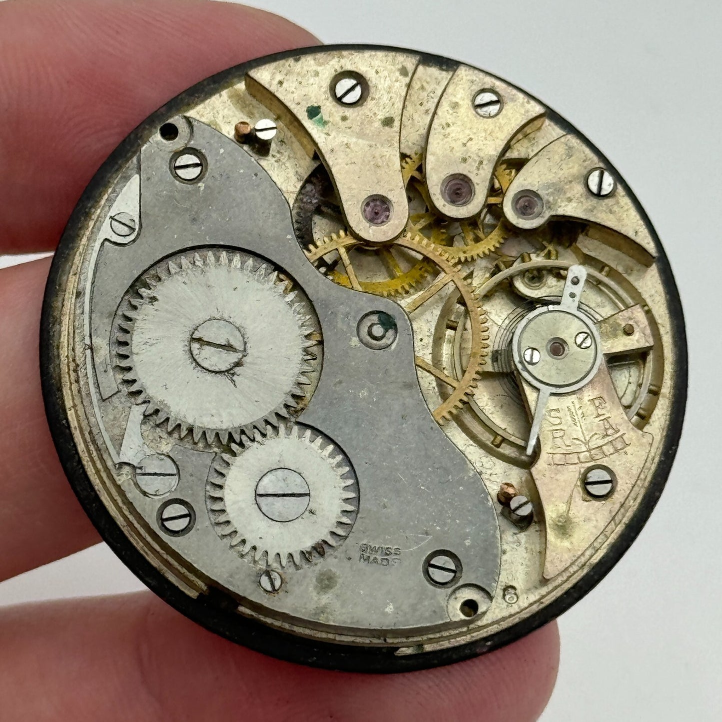 43mm Vintage Open Face Swiss Balance Intact Pocket Watch Movement PARTS SPARES