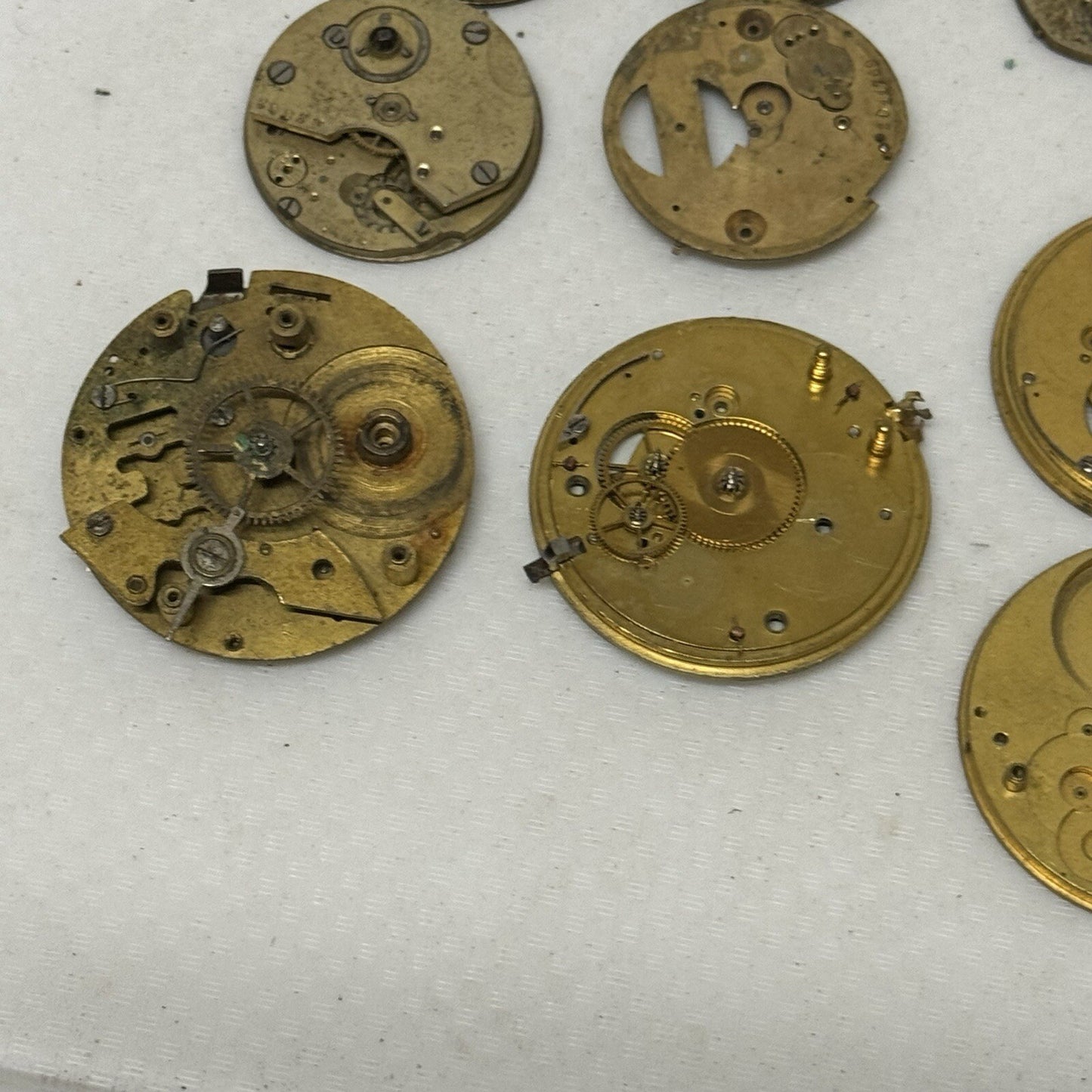 12 x Antique Partial Pocket Watch Movements Parts Repair Watchmakers Job Lot