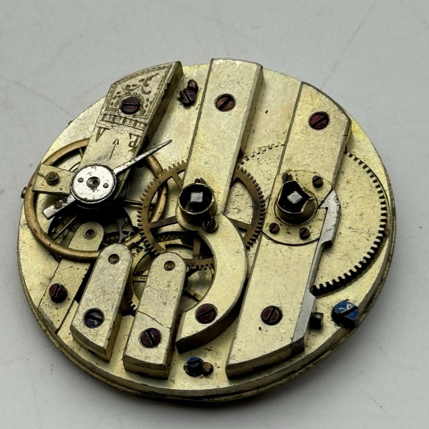 40.8mm Antique Key Wound Beautiful Dial Pocket Watch Movement FOR PARTS