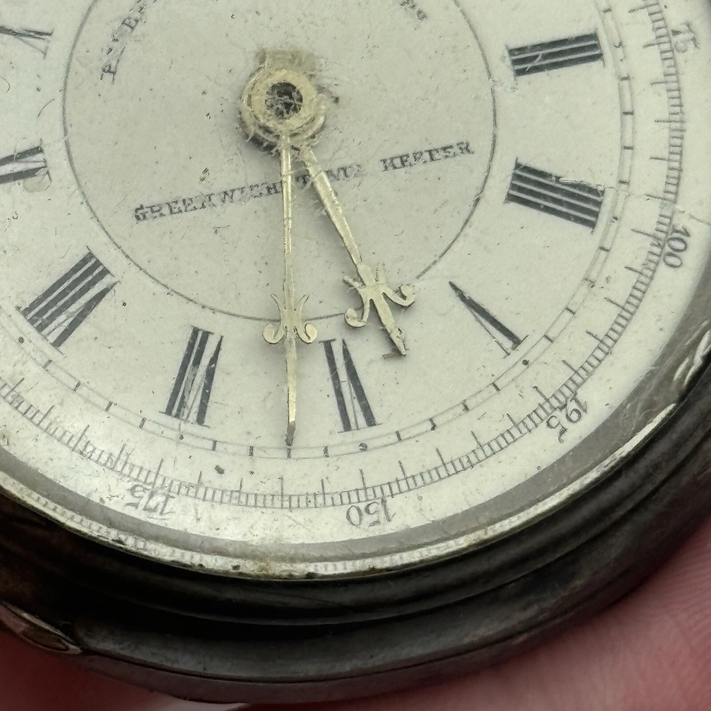 60mm Sterling Silver Patent Lever Chronograph Greenwich Time Keeper TO RESTORE
