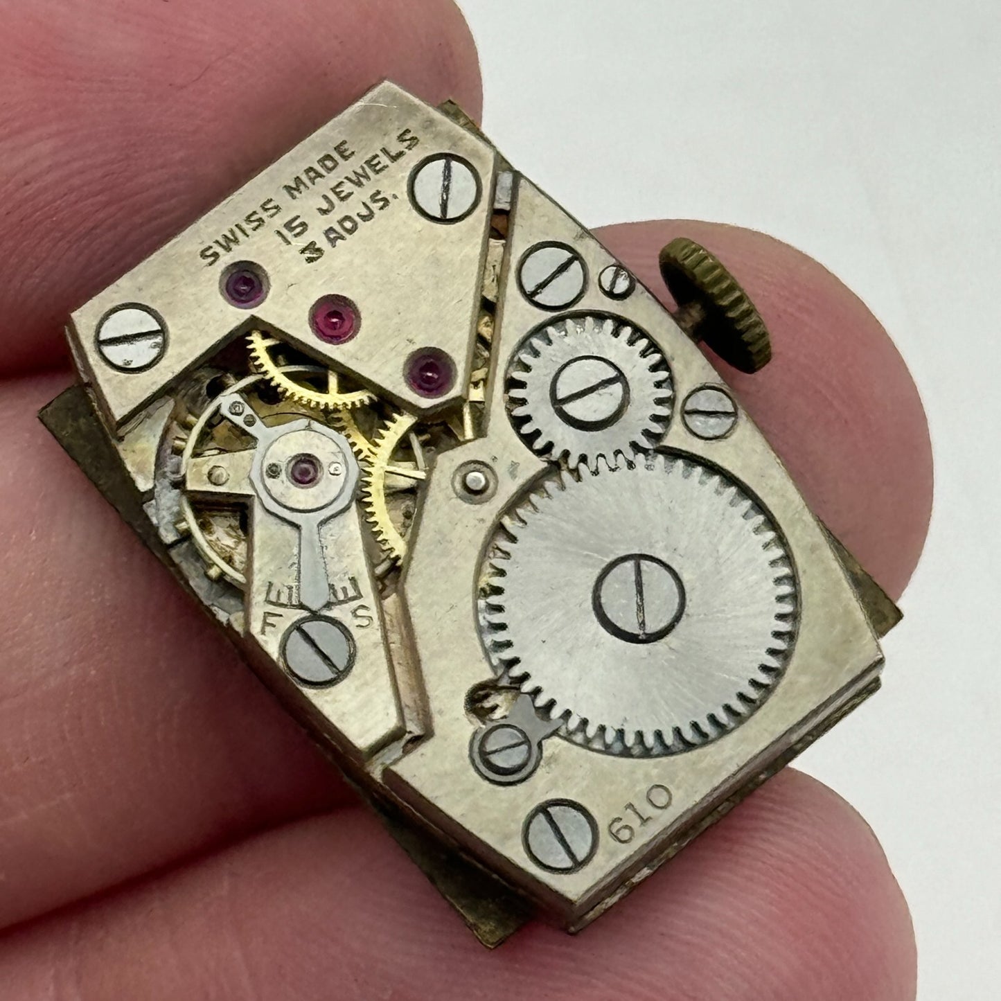 17.7mm Running Marvin Cal 610 Manual Wind Tank Watch Movement Vintage PARTS