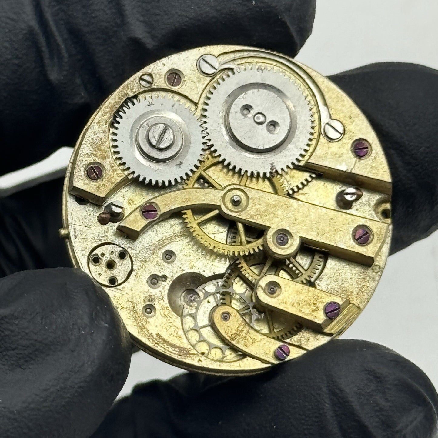 31mm Beautiful Patterned Dial Cylinder Pocket Watch Movement FOR PARTS