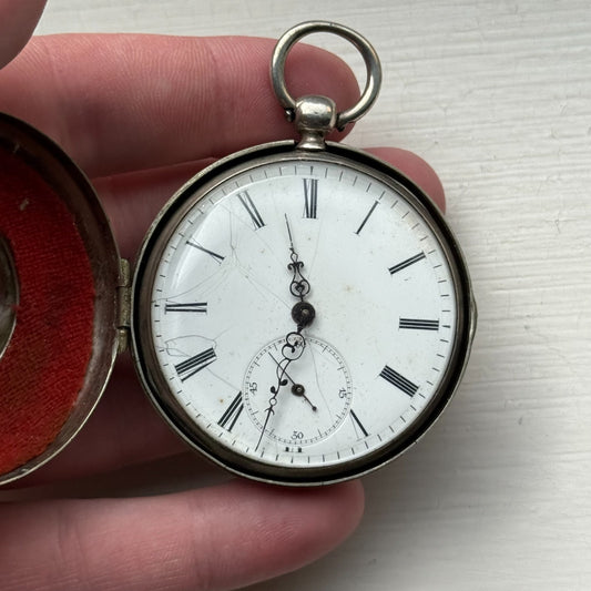 10 Tros 5 Levees En Rubis Antique Pocket Watch & Outer Case Ticking To Repair