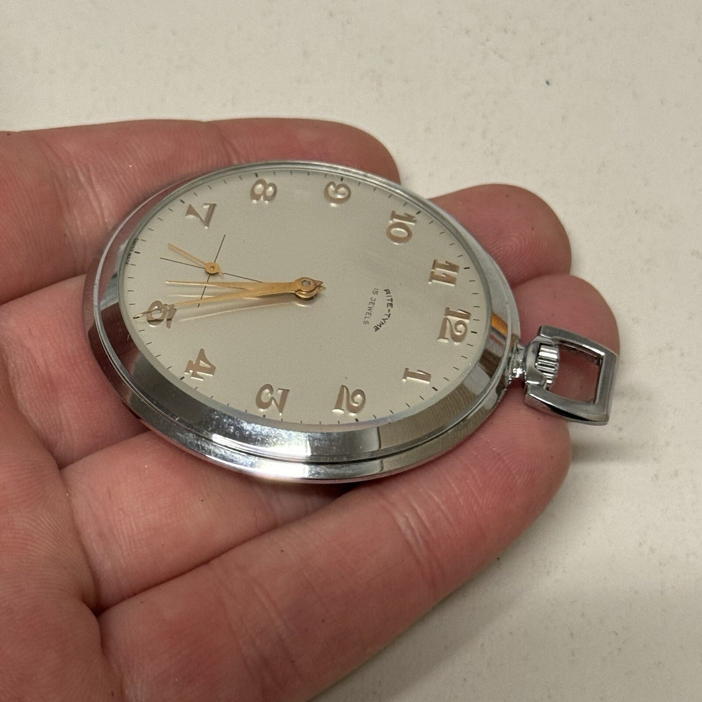49mm Vintage NEW OLD STOCK Rite - Tyme Open Face Subdial Pocket Watch TO SERVICE