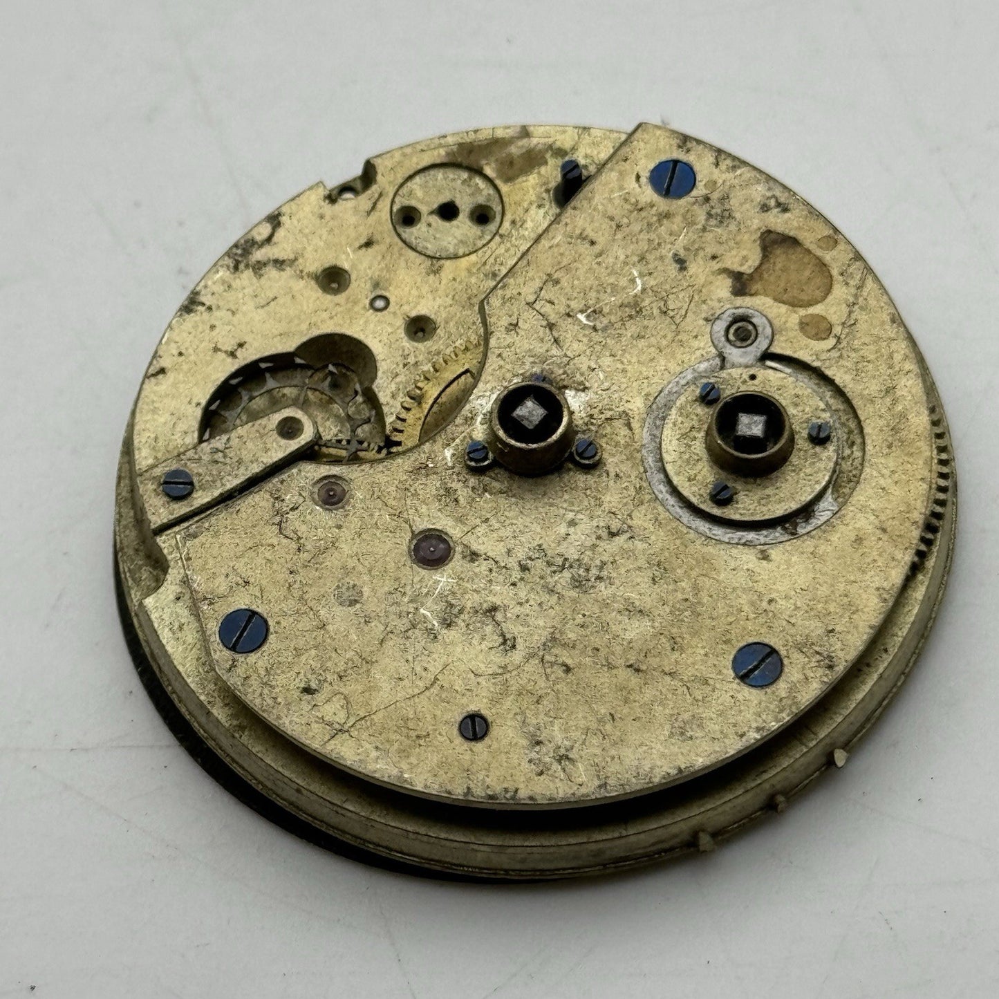 45.2mm Unidentified Pocket Watch Movement Roman Numerals Dial FOR PARTS