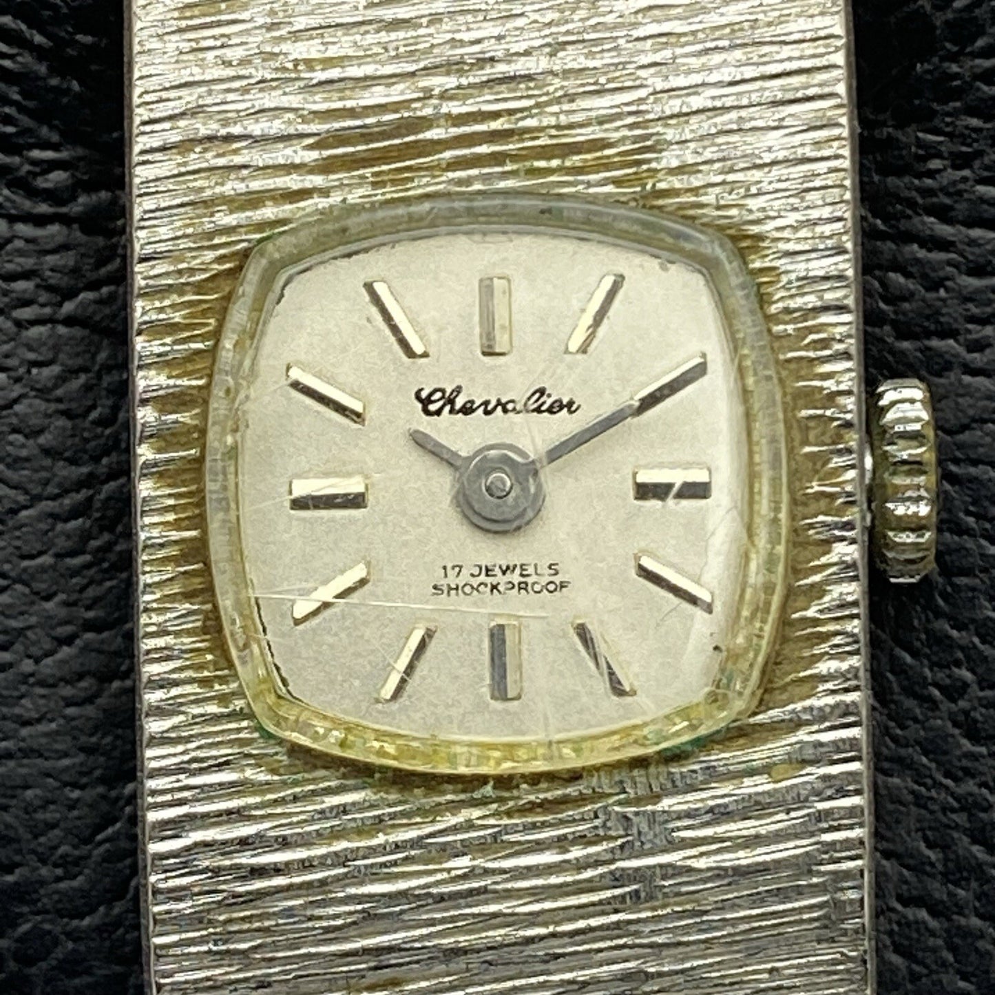 15mm Ladies Chevalier Bark Affect Silver Tone Dress Watch NON WORKING