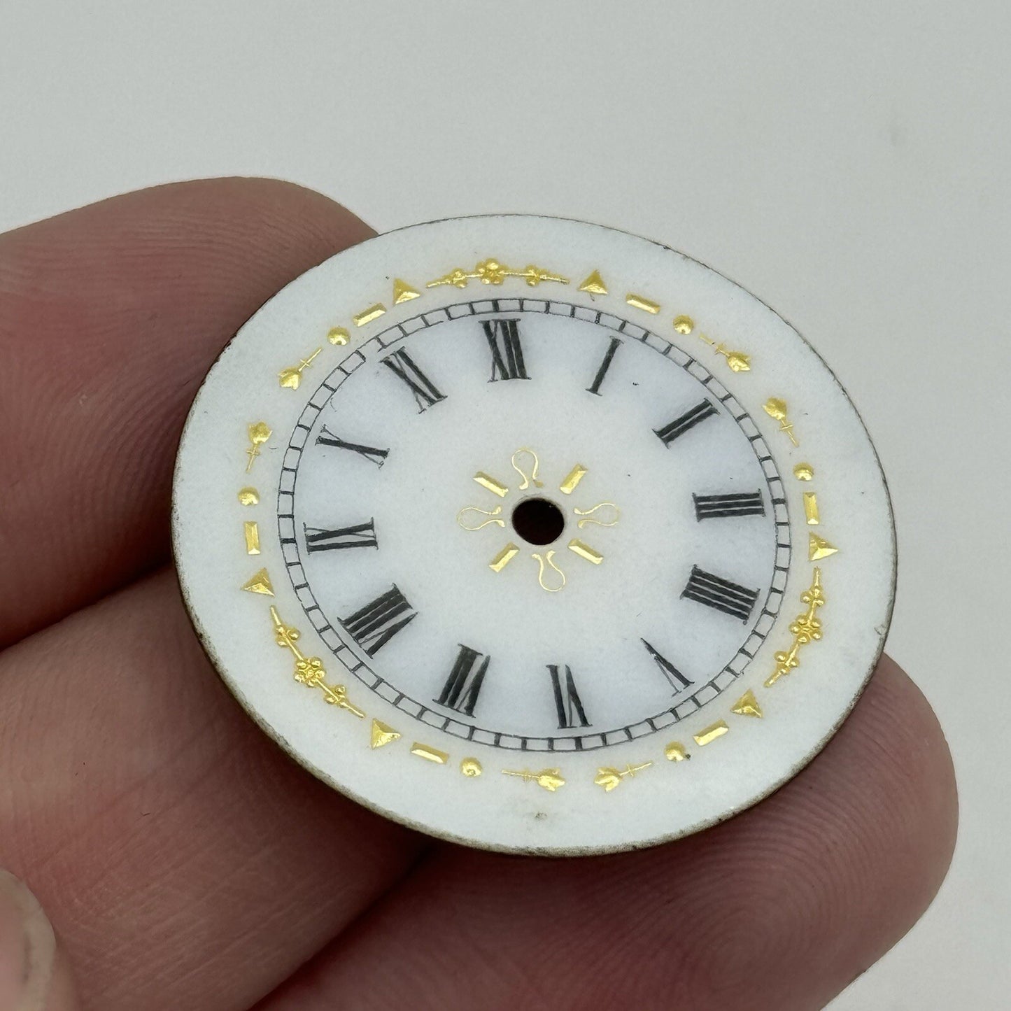 30.8mm Antique Beautiful Porcelain Patterned Pocket Watch Dial Spares Parts