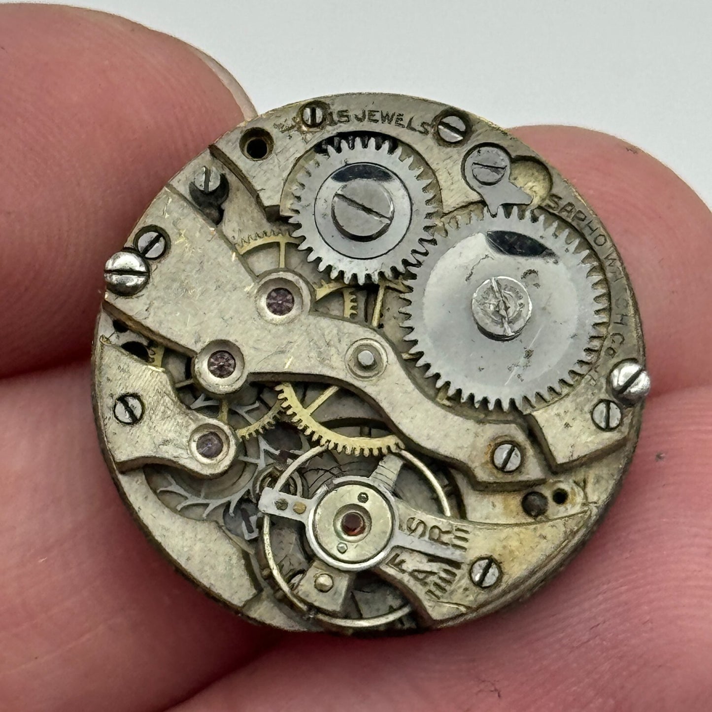 23.6mm Sapho Watch Co 15 Jewels Trench Watch Movement Manual Wind PARTS SPARES