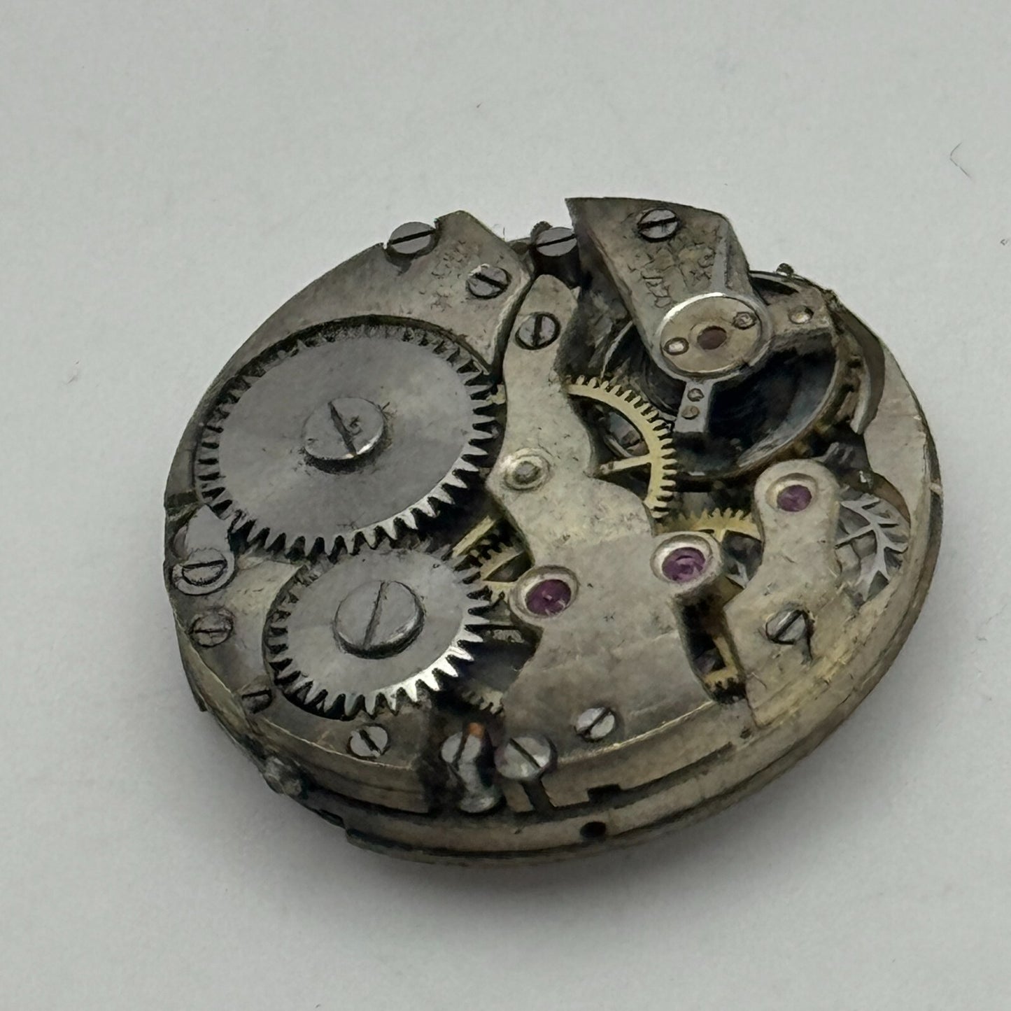 23.7mm Unidentified Swiss Porcelain Dial Trench Watch Movement Manual Wind PARTS