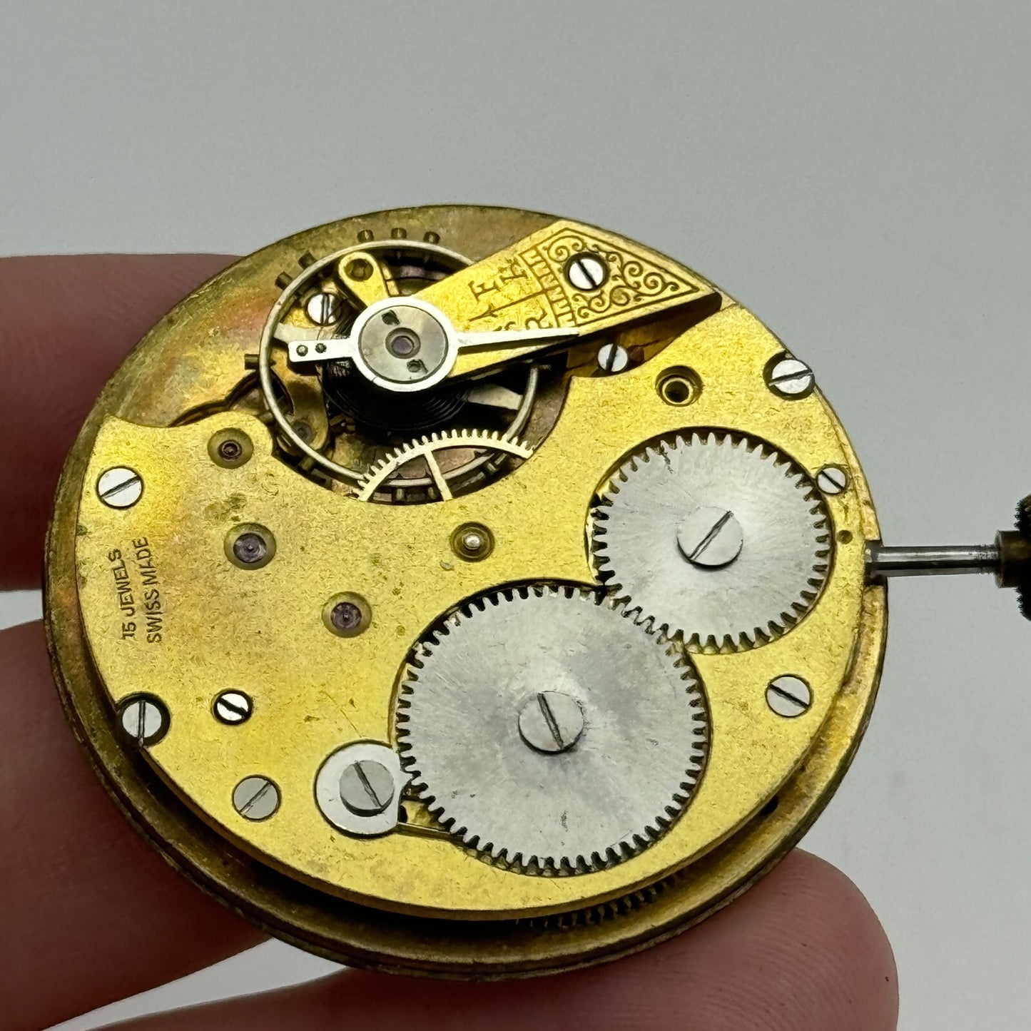 42.9mm Open Face Balance Intact Swiss 15 Jewels Pocket Watch Movement PARTS