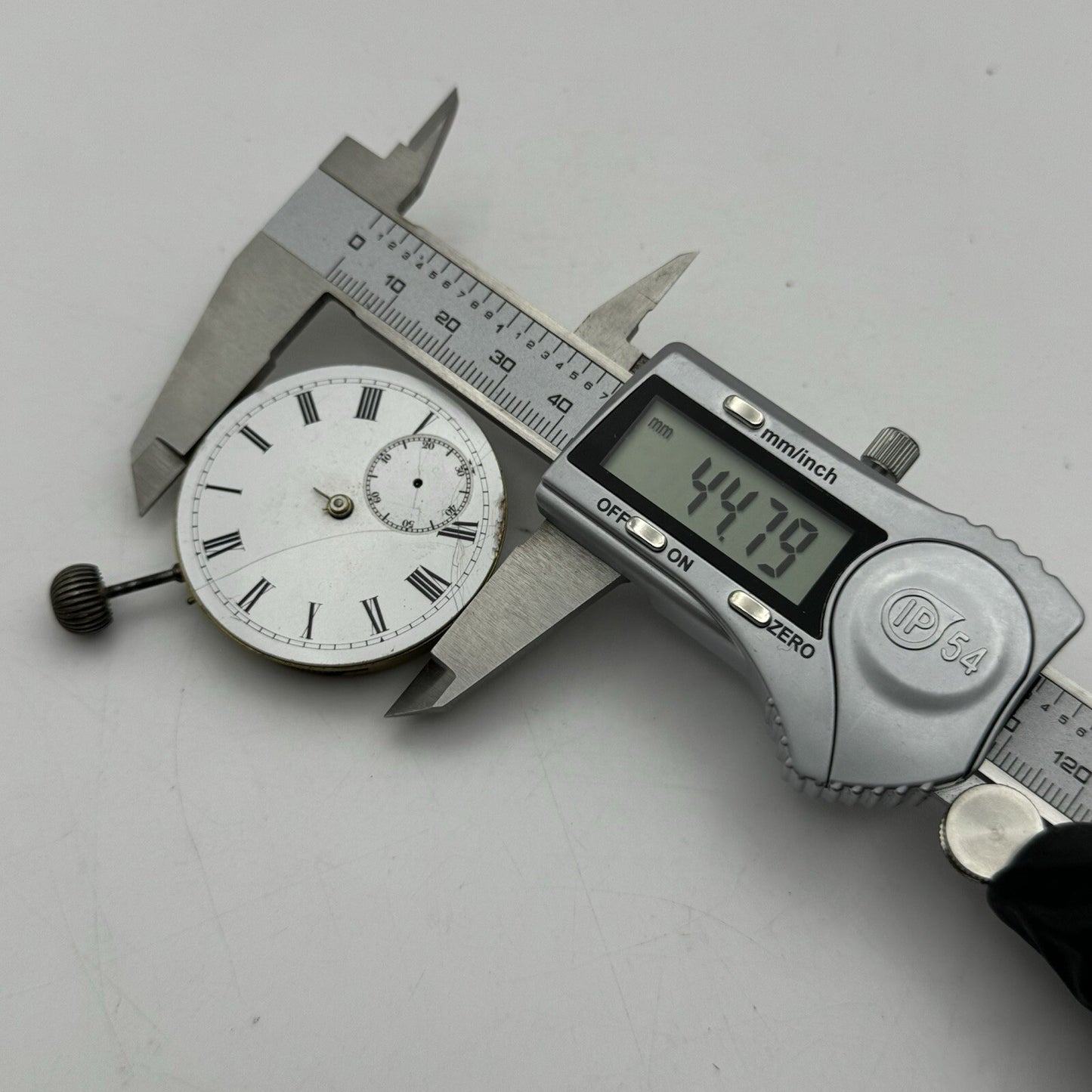 44.7m Warranted English Lever Top Wind Pocket Watch Movement Dial FOR PARTS