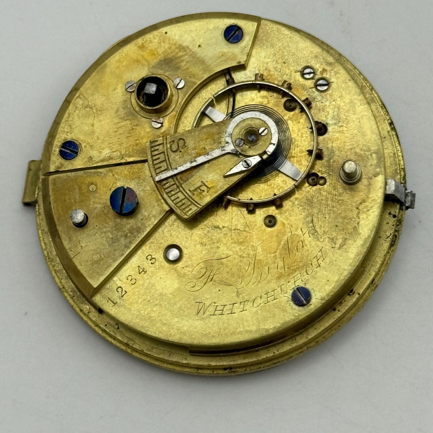 44.9mm Antique F Taylor Whitchurch Balance Intact Pocket Watch Movement PARTS