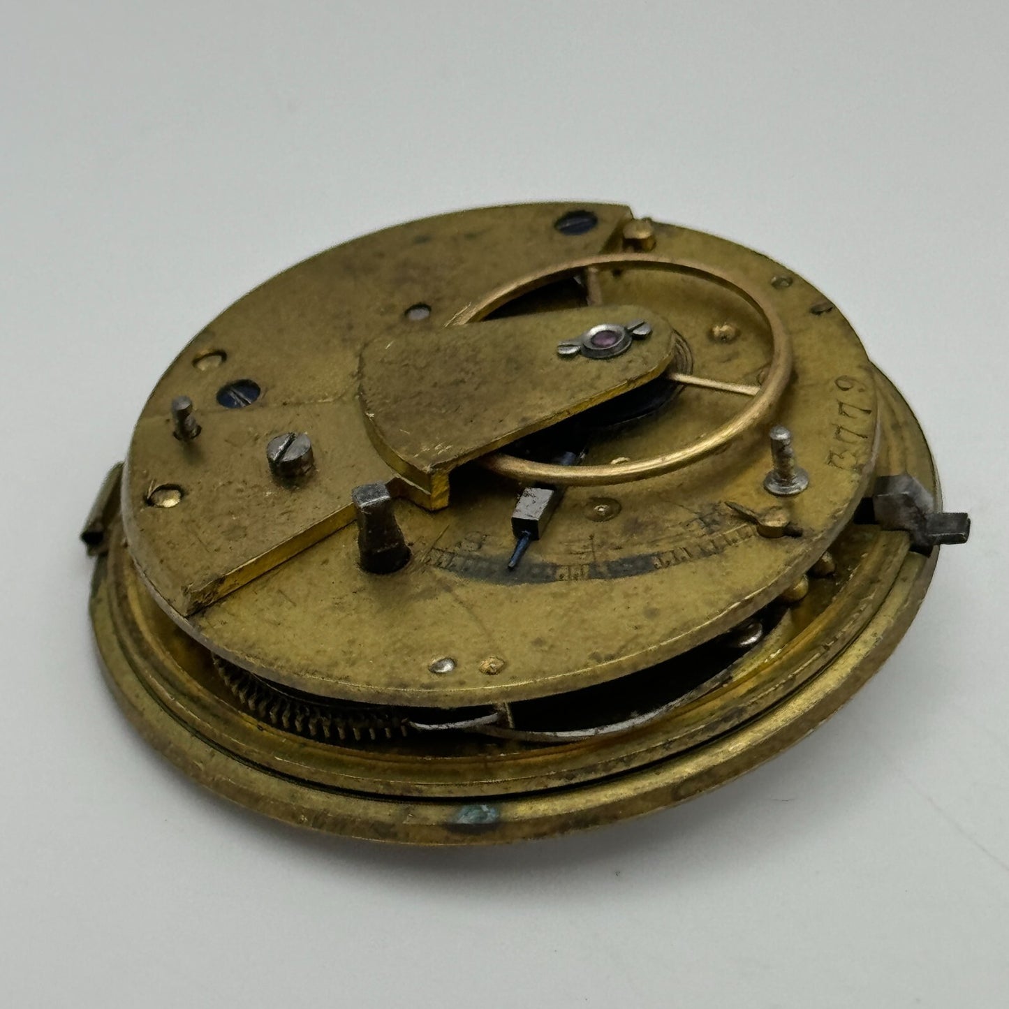 45.4mm Unidentified English Fusee Chain Present Pocket Watch Movement PARTS
