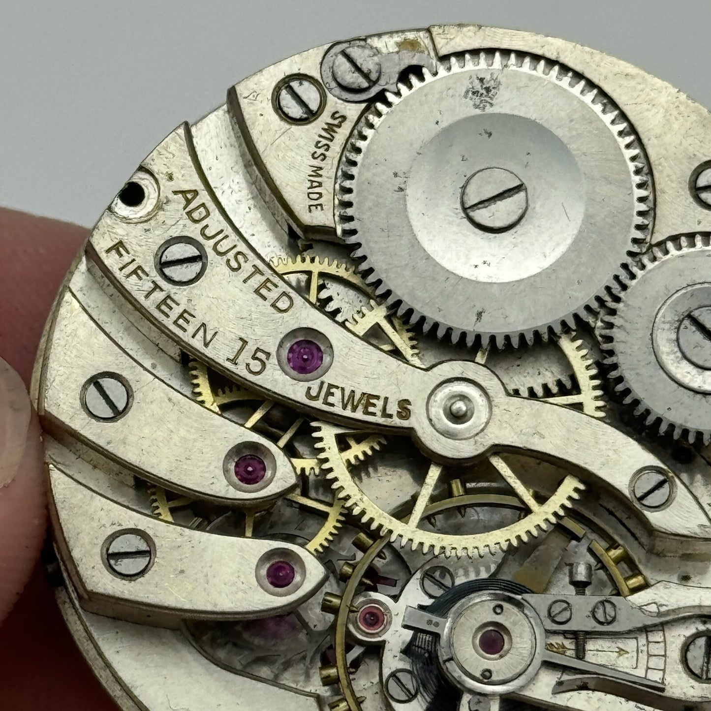 43.1mm Unidentified High Grade 15 Jewels Swiss Pocket Watch Movement PARTS