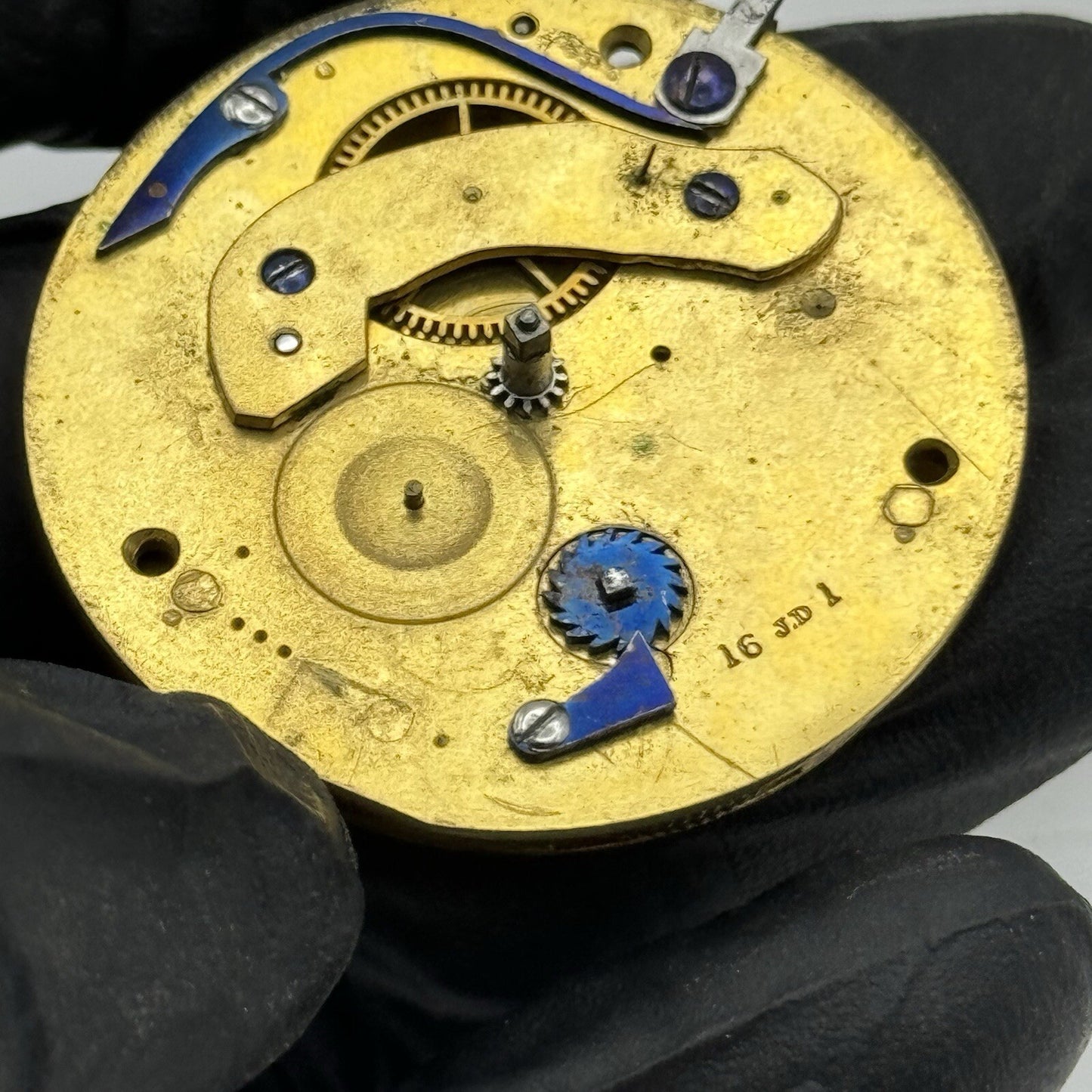 42.9mm Unidentified J.D 16 Fusee Pocket Watch Movement FOR PARTS Restoration