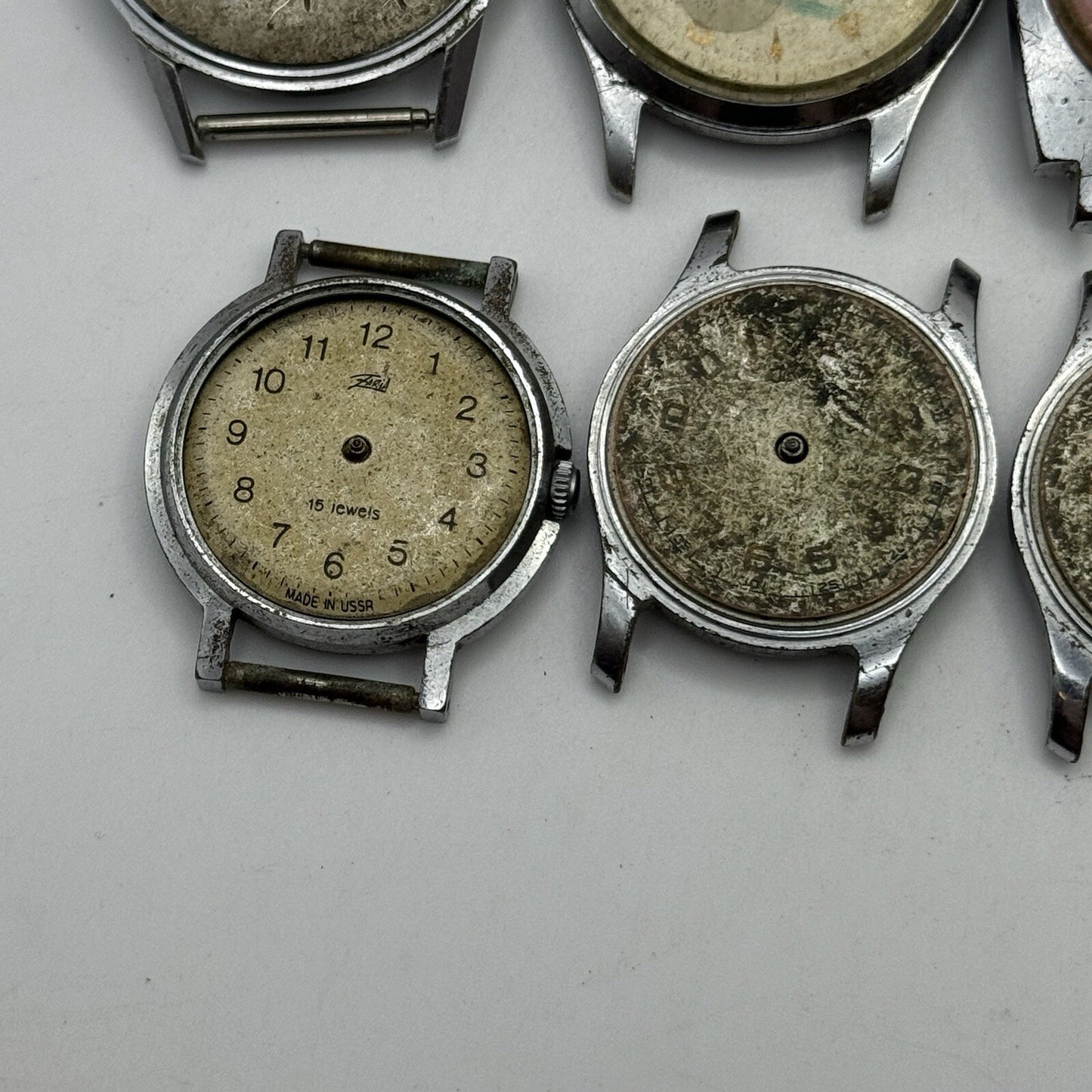 8 x Vintage Soviet Manual Wind Watch Heads For Parts Repair Job Lot Bundle