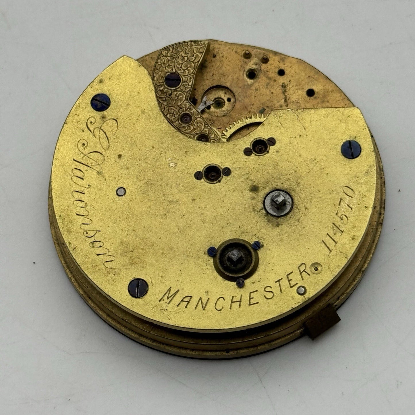 51.7mm Centre Seconds Chronograph Fusee Pocket Watch Movement FOR PARTS