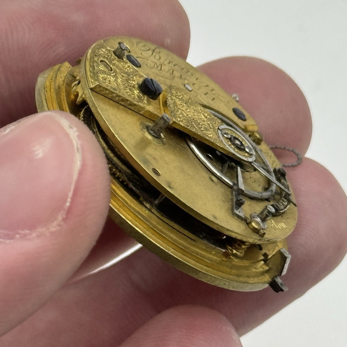 36.2mm Antique Brewin March English Fusee Pocket Watch Movement - PARTS